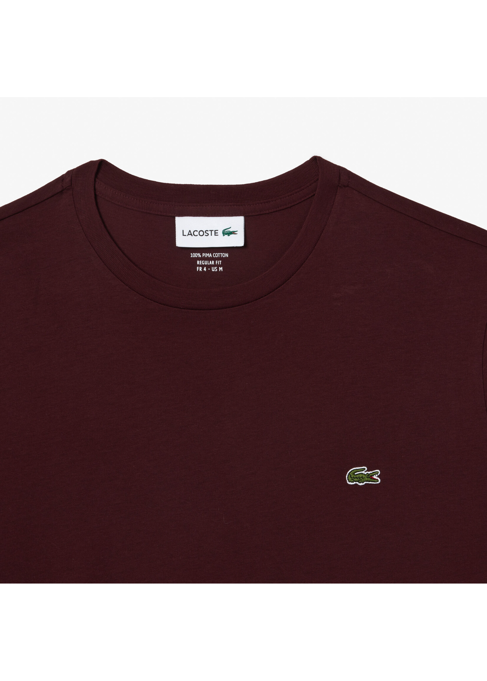 LACOSTE T-shirt col rond en jersey de coton pima uni pour homme-EXPRESSO