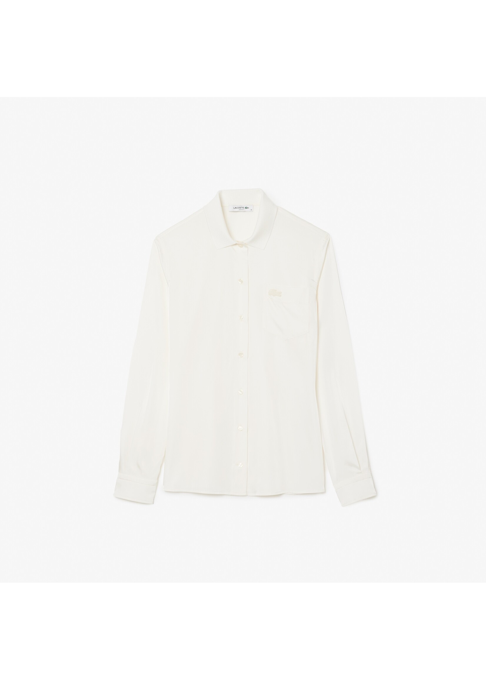 LACOSTE Blouse classique avec poche et logo ton sur ton pour femme-Crème