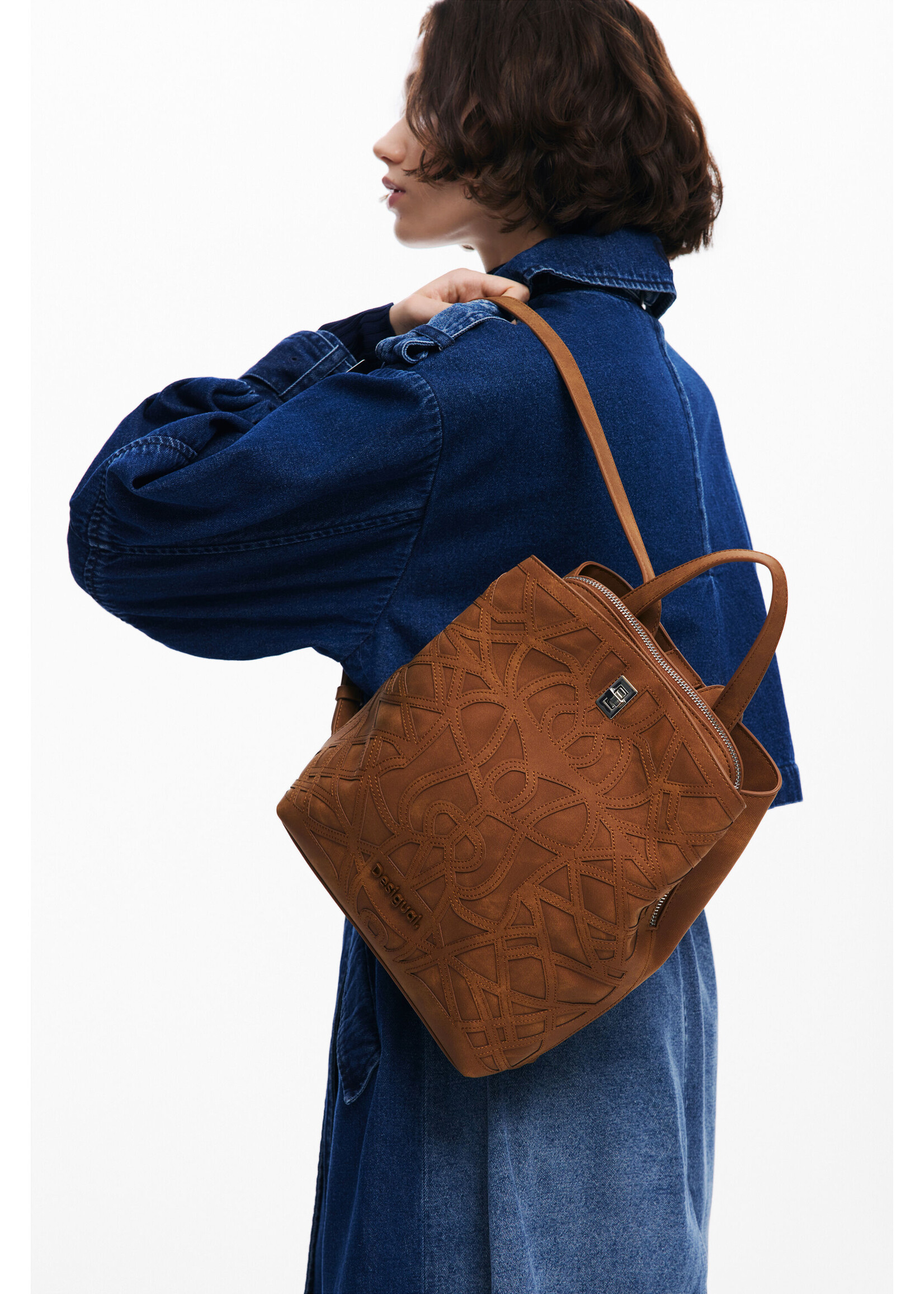 DESIGUAL Mini sac à dos en relief-Brun