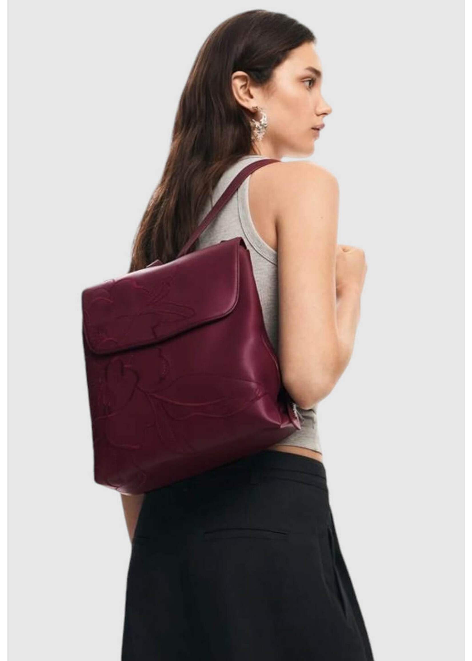 DESIGUAL Sac à dos avec relief-Bordeaux