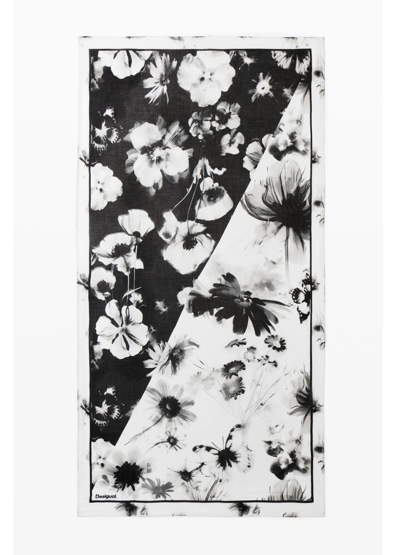 DESIGUAL Foulard à fleurs-Noir