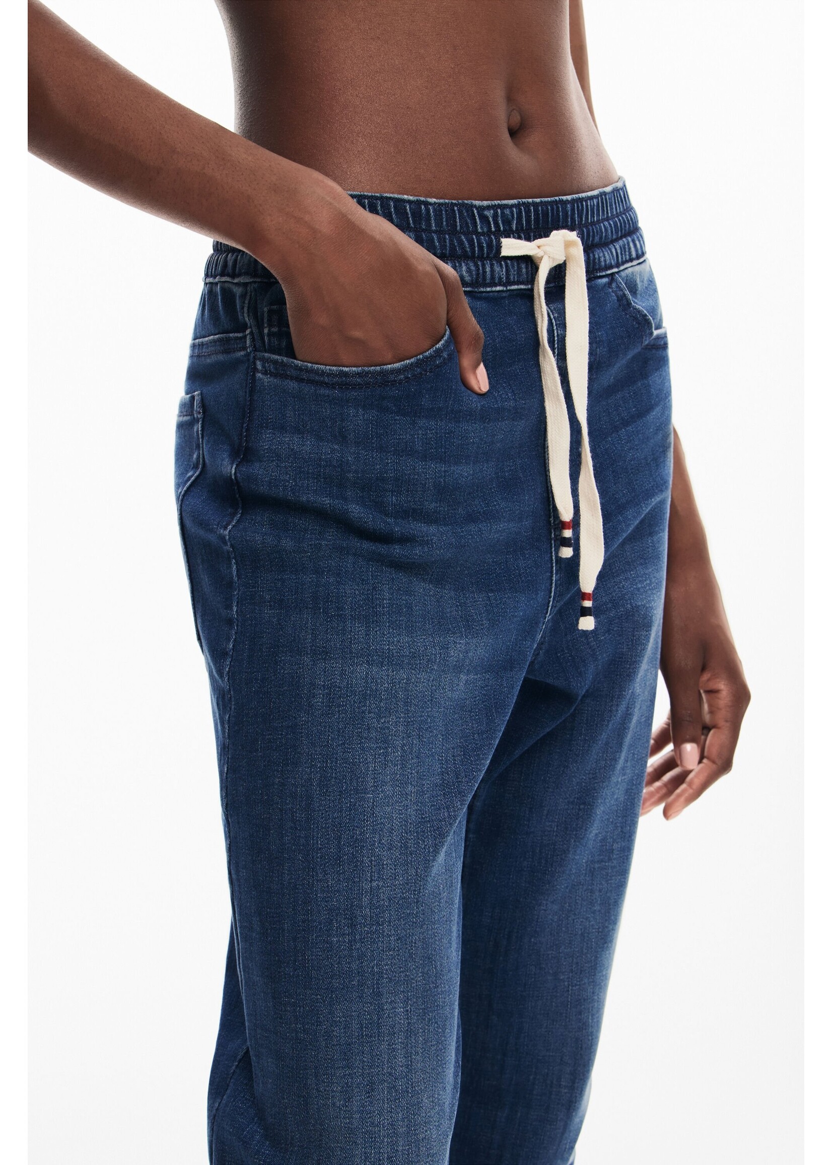 DESIGUAL Pantalon jogger en tissu denim-Bleu