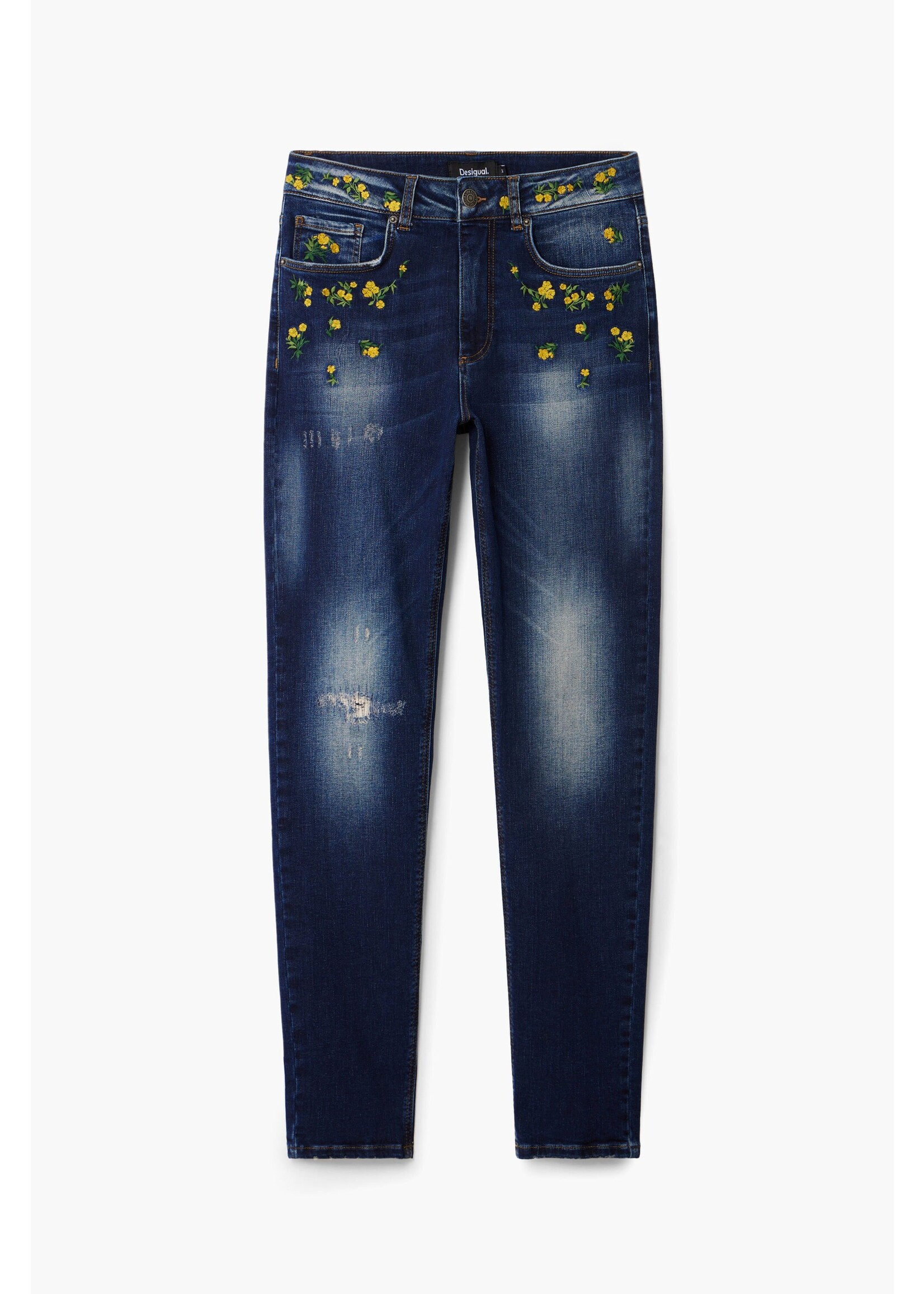 DESIGUAL Pantalon en denim à fleurs-Bleu