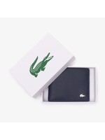LACOSTE Portefeuille Fitzgerald en cuir avec porte carte identité-Marine