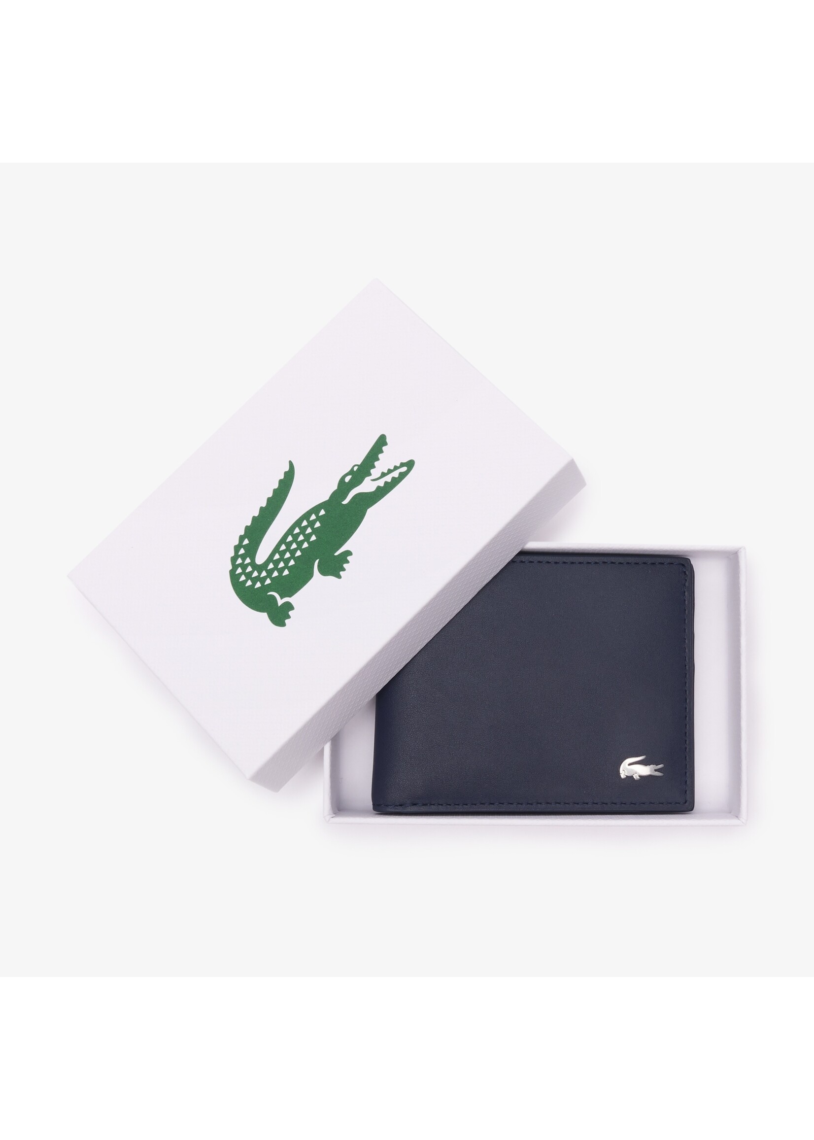 LACOSTE Portefeuille Fitzgerald en cuir avec porte carte identité-Marine