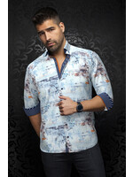 AU NOIR Chemise en tricot extensible pour homme Brice-Bleu léger