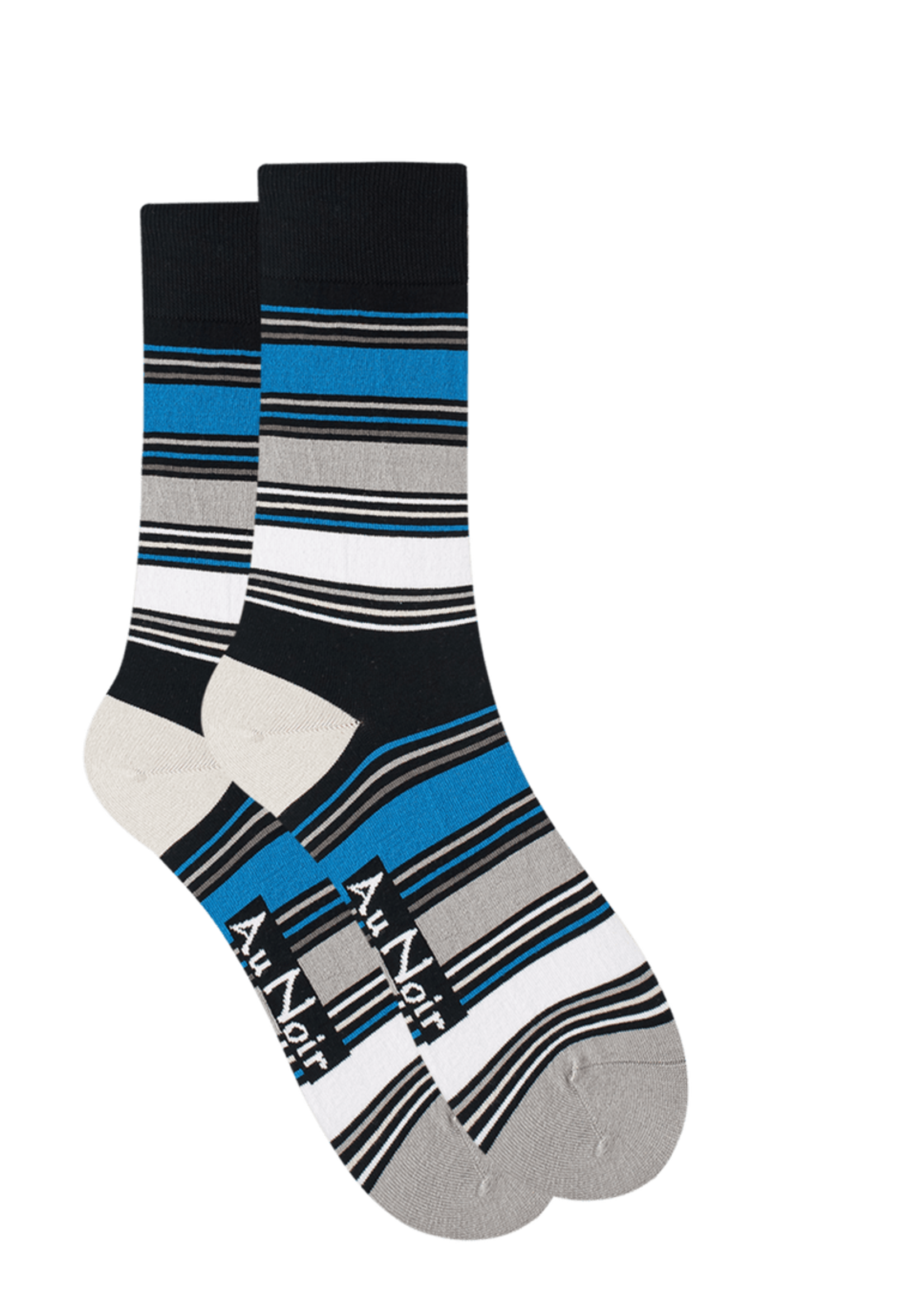 AU NOIR Chaussettes colorées en coton (paire) pour homme-Noir/Royal