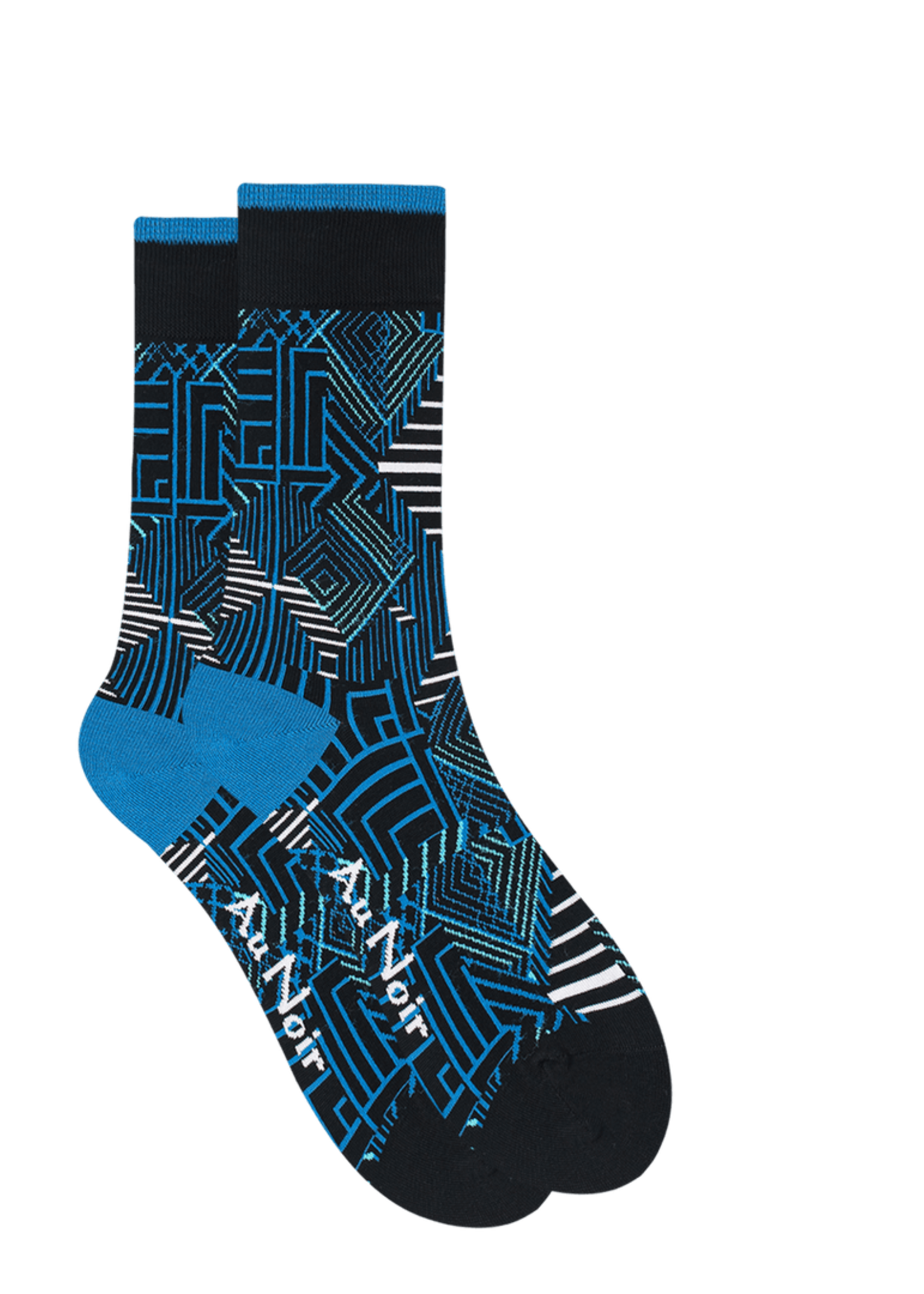 AU NOIR Chaussettes colorées en coton (paire) pour homme-Bleu