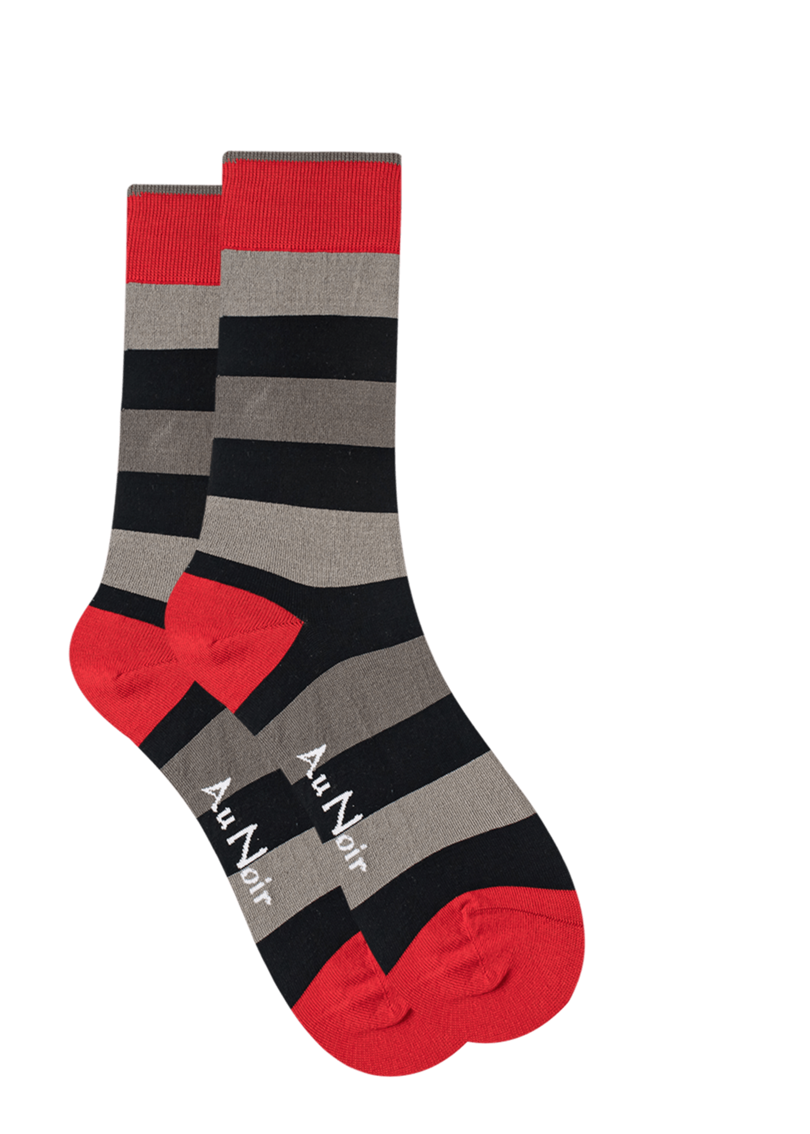 AU NOIR Chaussettes colorées en coton (paire) pour homme-noir-rouge