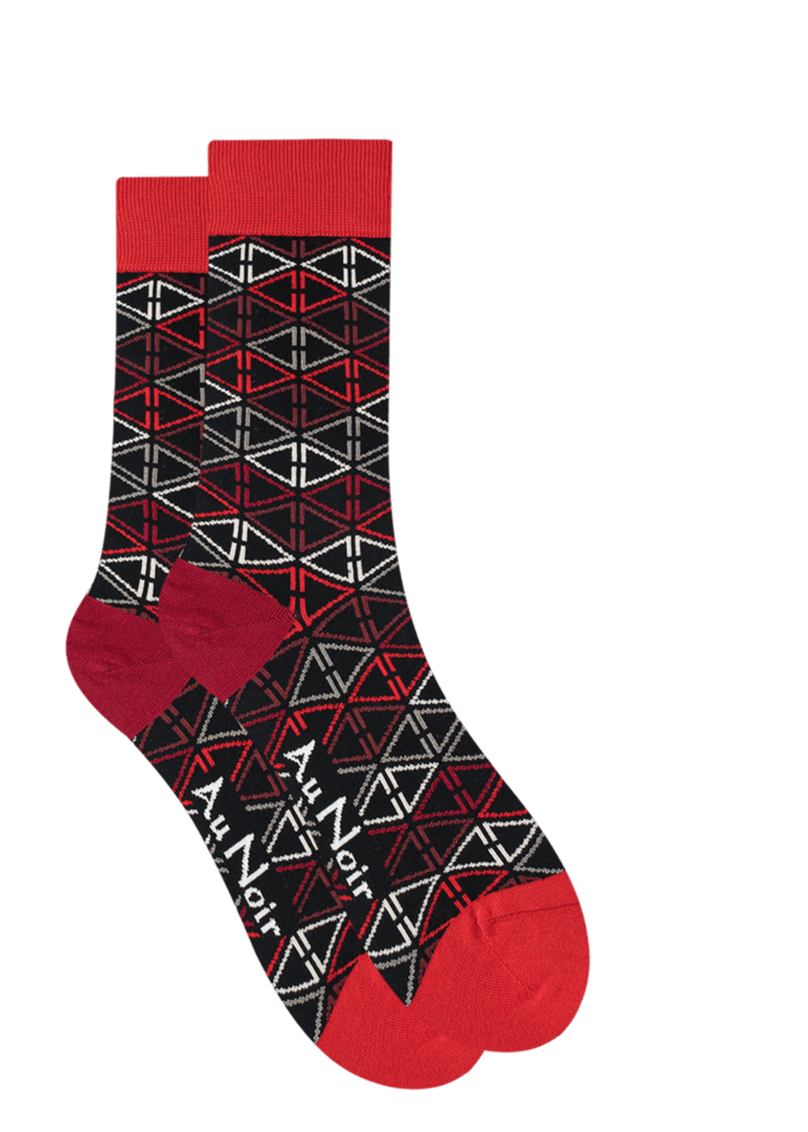 AU NOIR Chaussettes colorées en coton (paire) pour homme-Noir Rouge