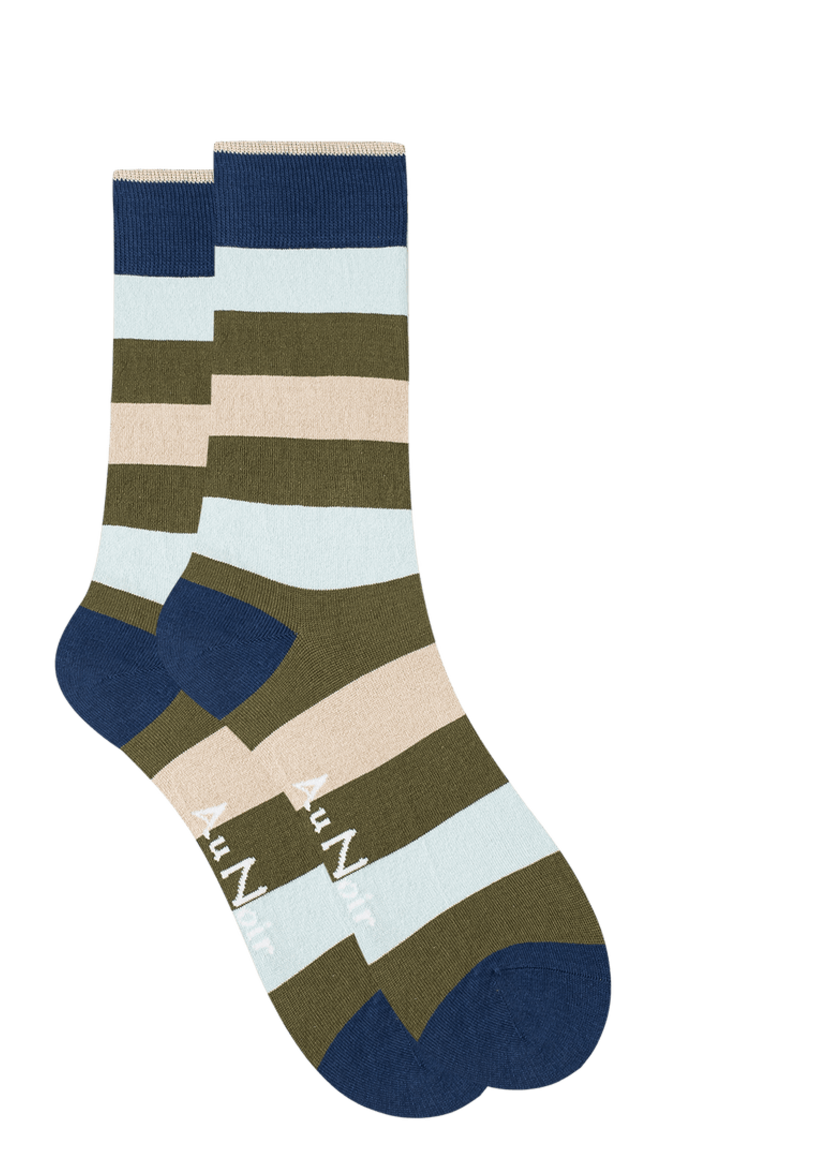 AU NOIR Chaussettes colorées en coton (paire) pour homme-Olive/Bleu