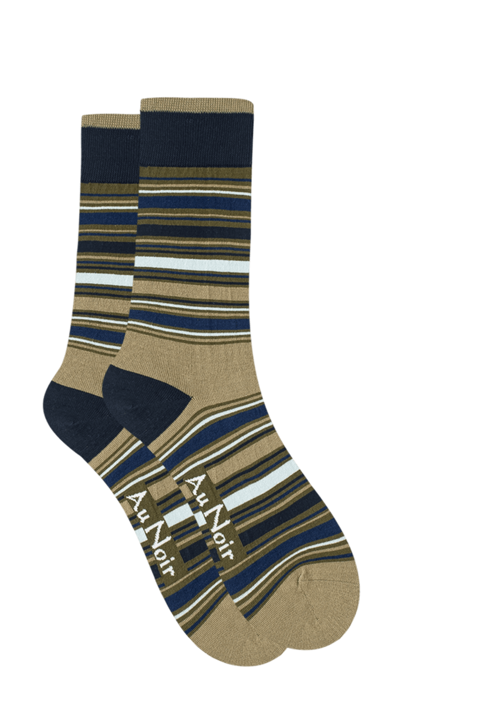 AU NOIR Chaussettes colorées en coton (paire) pour homme-Olive-Bleu