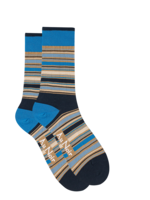AU NOIR Chaussettes colorées en coton (paire) pour homme-Marine tabac