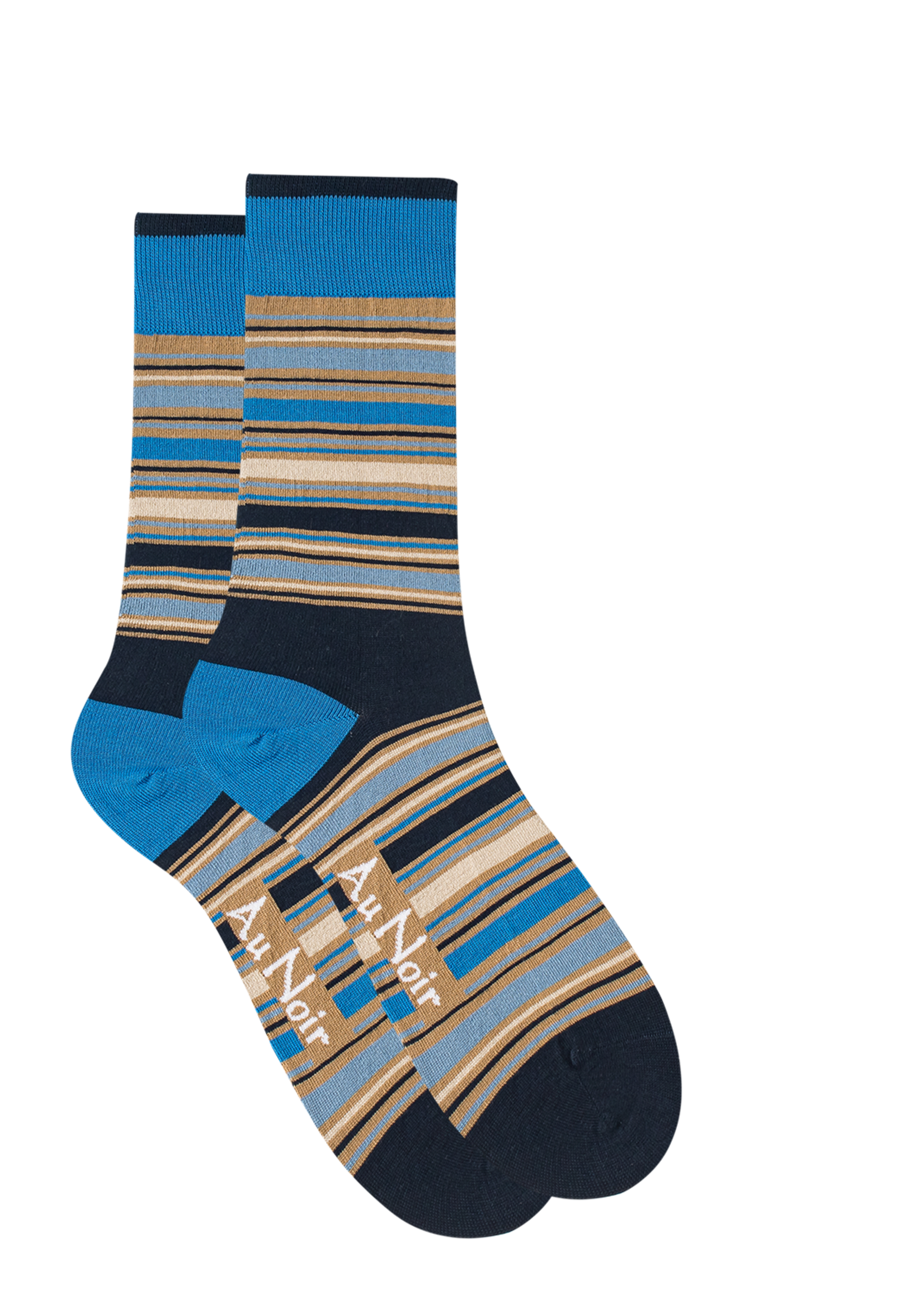 AU NOIR Chaussettes colorées en coton (paire) pour homme-Marine tabac