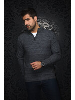 AU NOIR Chandail en tricot à glissière 1/4 Vogar-Gris