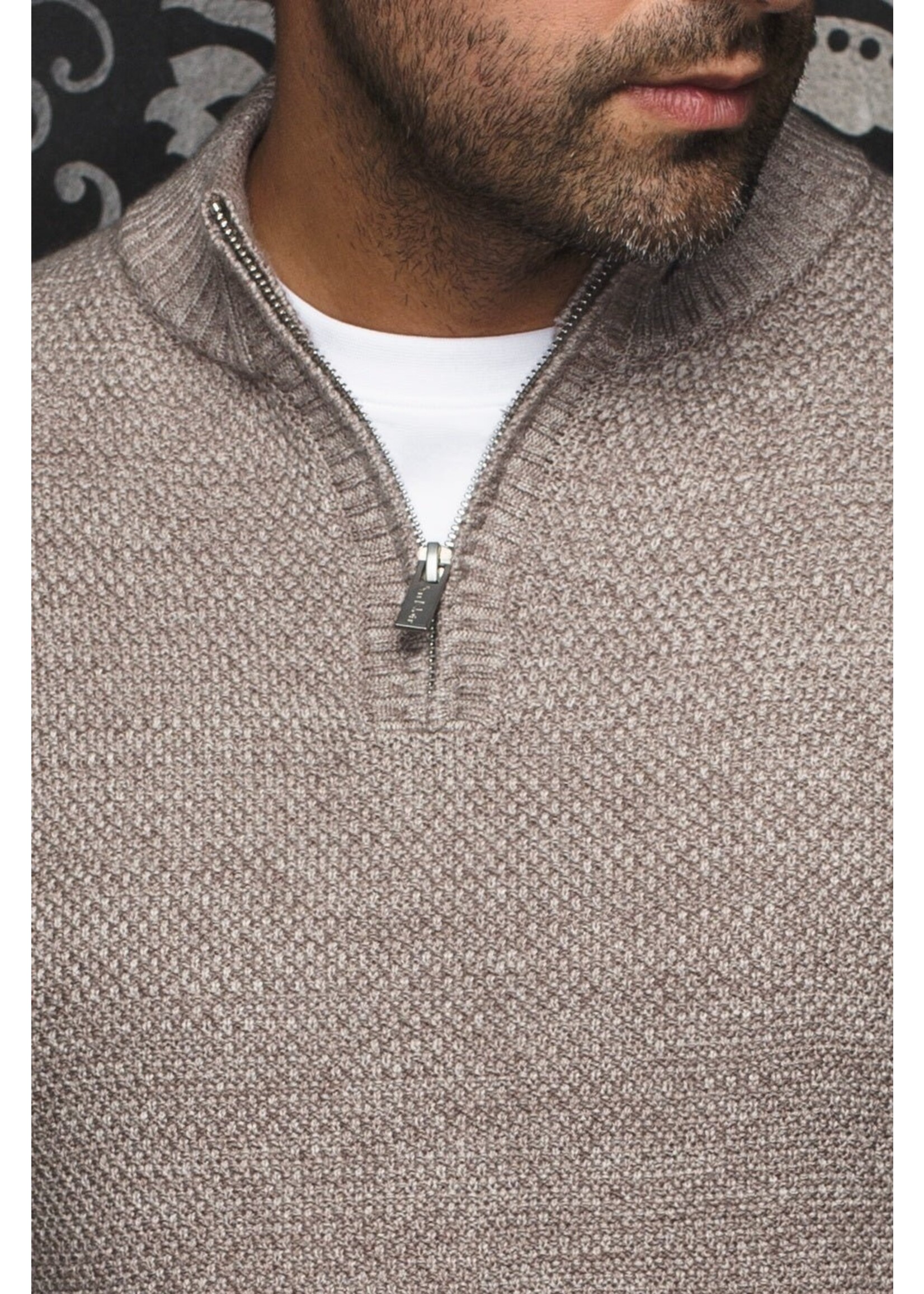 AU NOIR Chandail en tricot à glissière 1/4 Vogar-Pierre