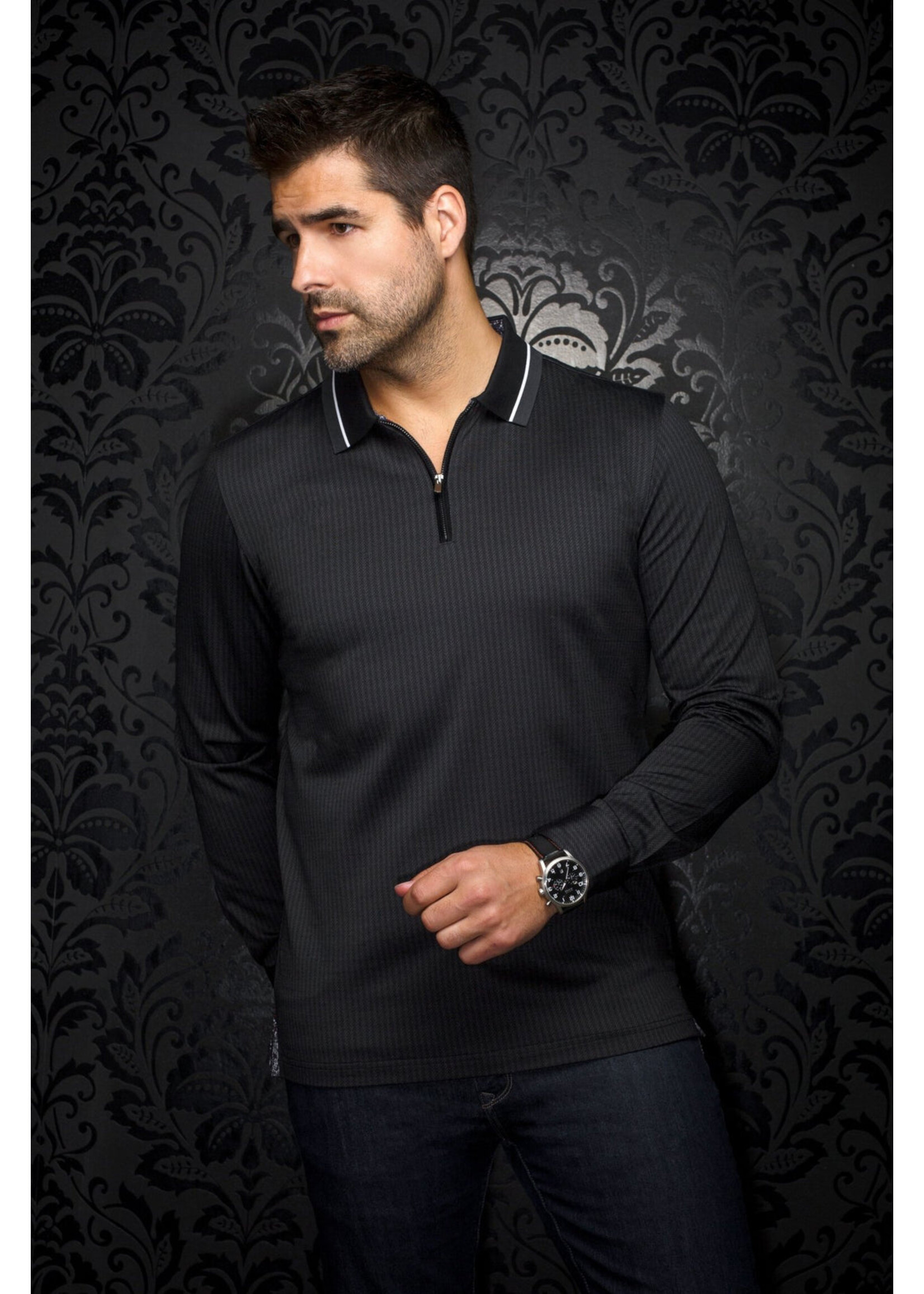AU NOIR LONG SLEEVES POLO SHIRT | FEDERICO, Black