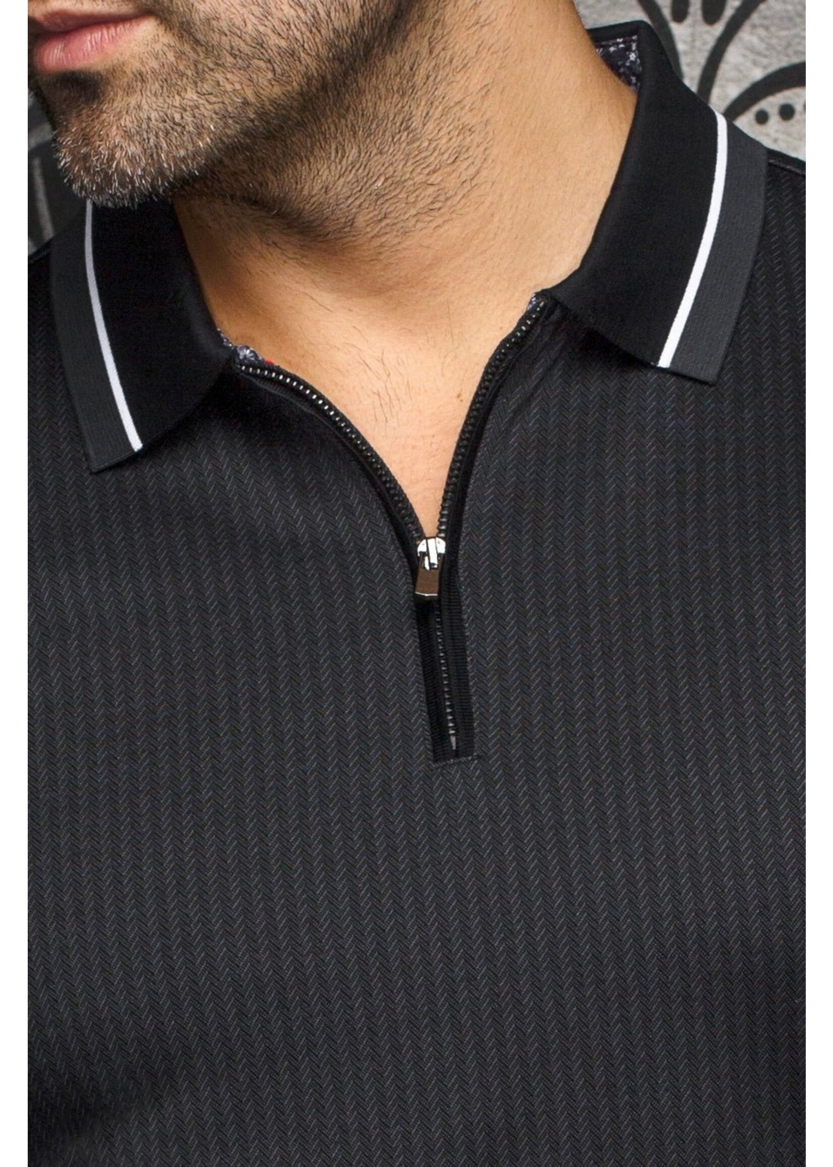 AU NOIR LONG SLEEVES POLO SHIRT | FEDERICO, Black