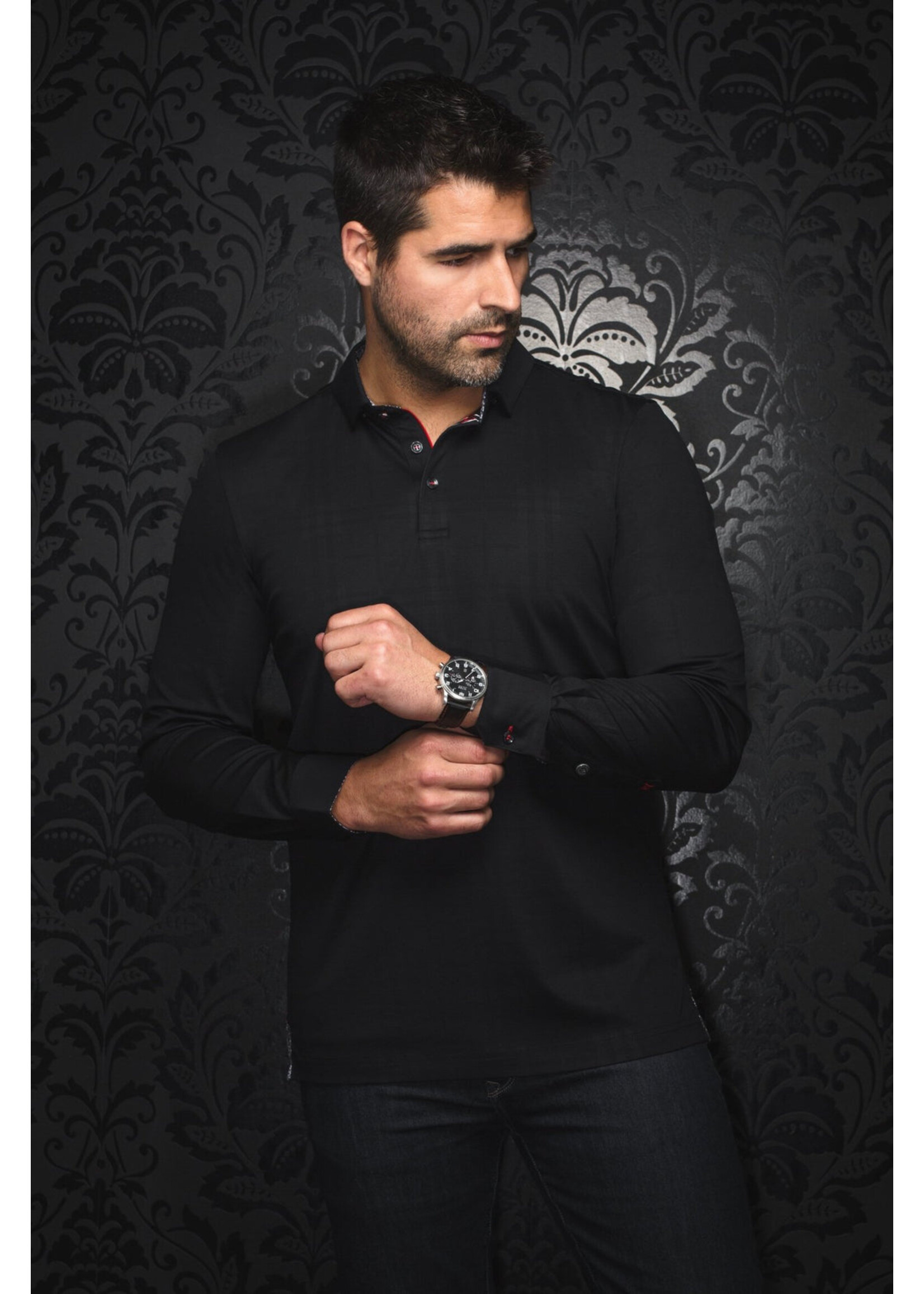AU NOIR Chandail polo imprimé pour homme Chelsea-NOIR