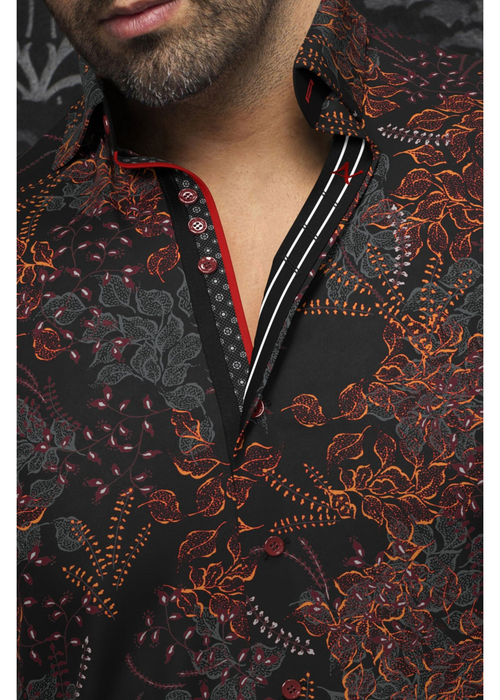 AU NOIR Chemise en tricot extensible pour homme Beckett-BOURGOGNE