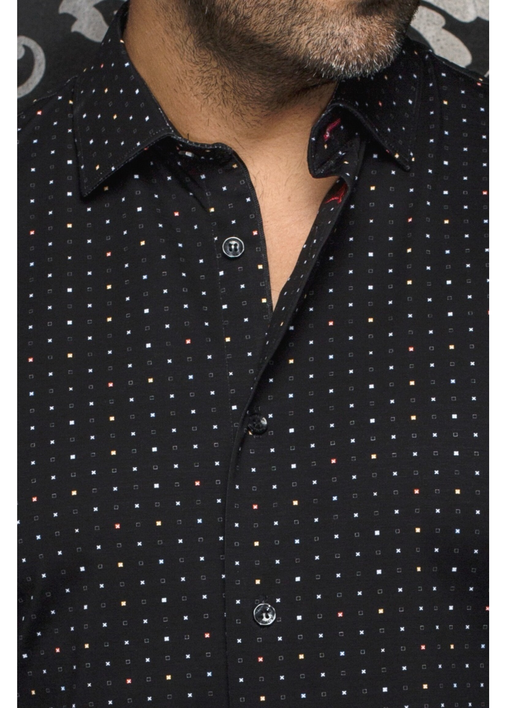 AU NOIR Chemise en tricot extensible pour homme Alexander SQRX-NOIR