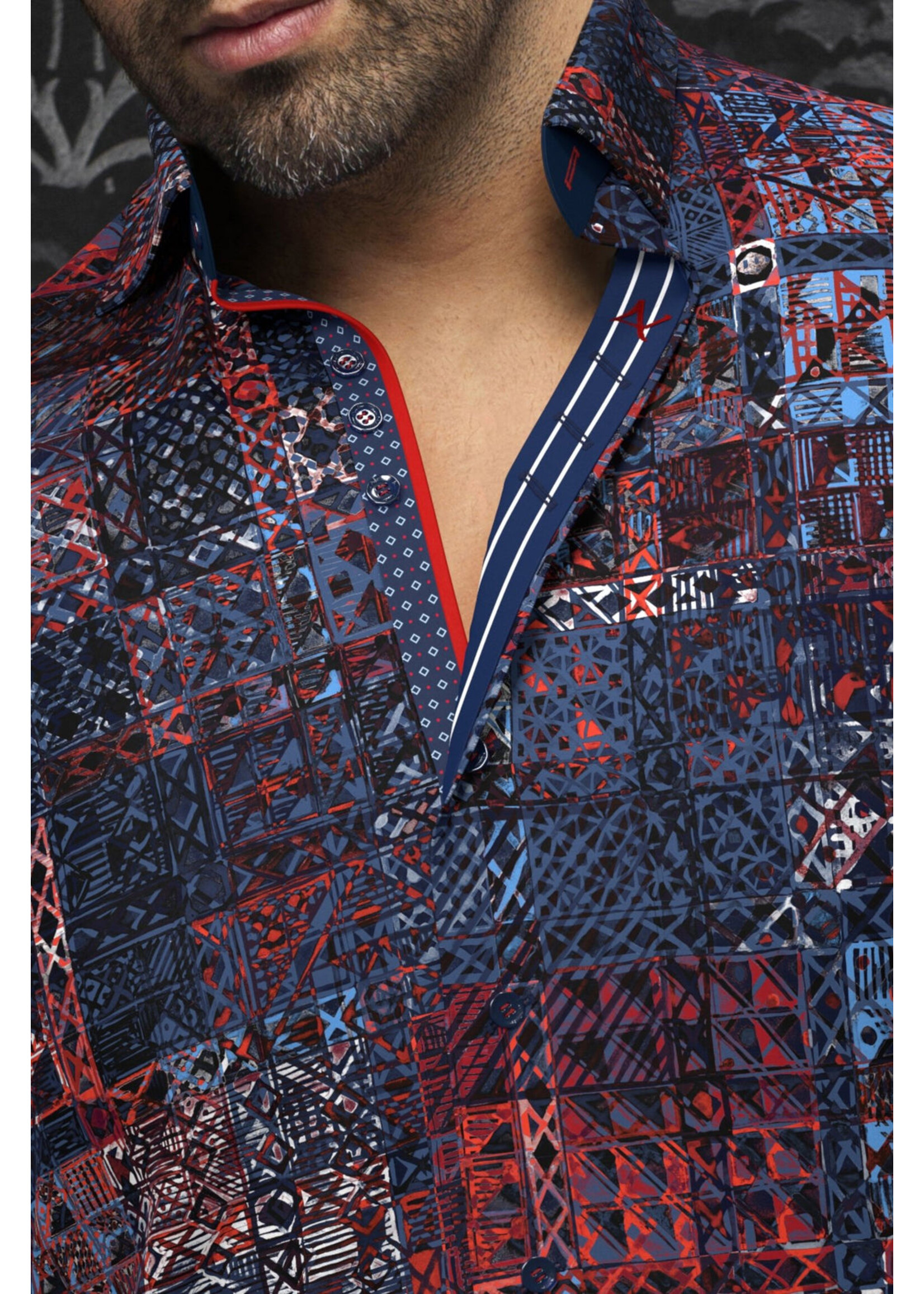 AU NOIR Chemise en tricot extensible pour homme Turner-MARINE