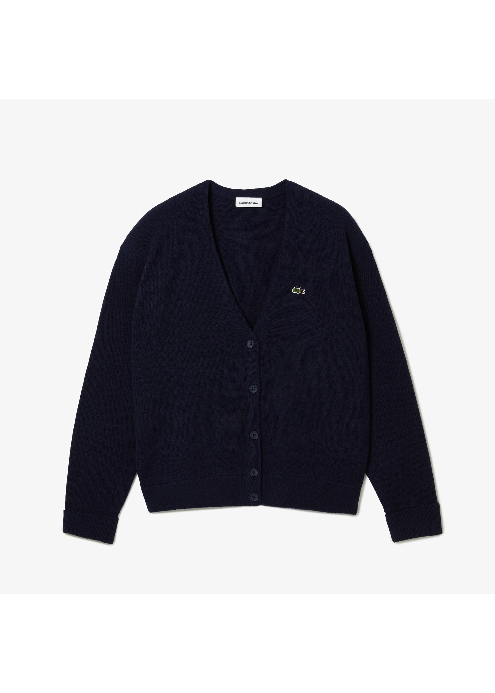 LACOSTE Cardigan col en V en laine pour femme-Marine