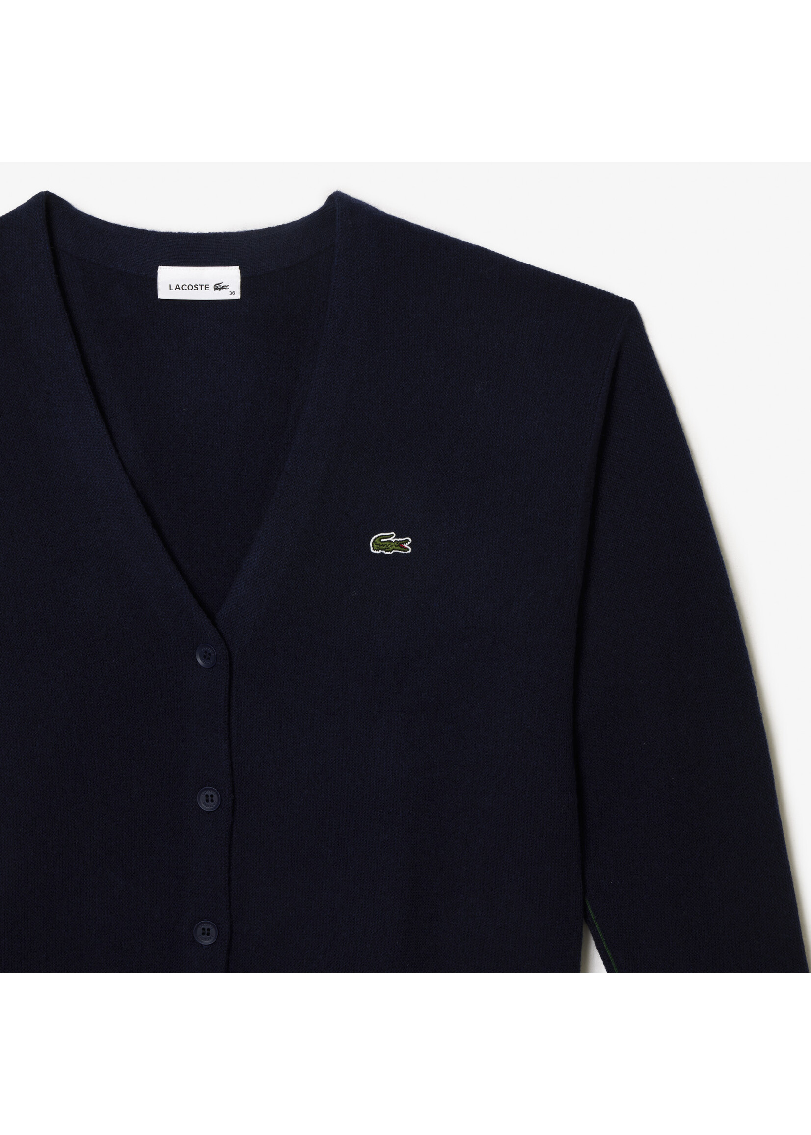 LACOSTE Women's Relaxed Fit V-Neck Wool Cardigan