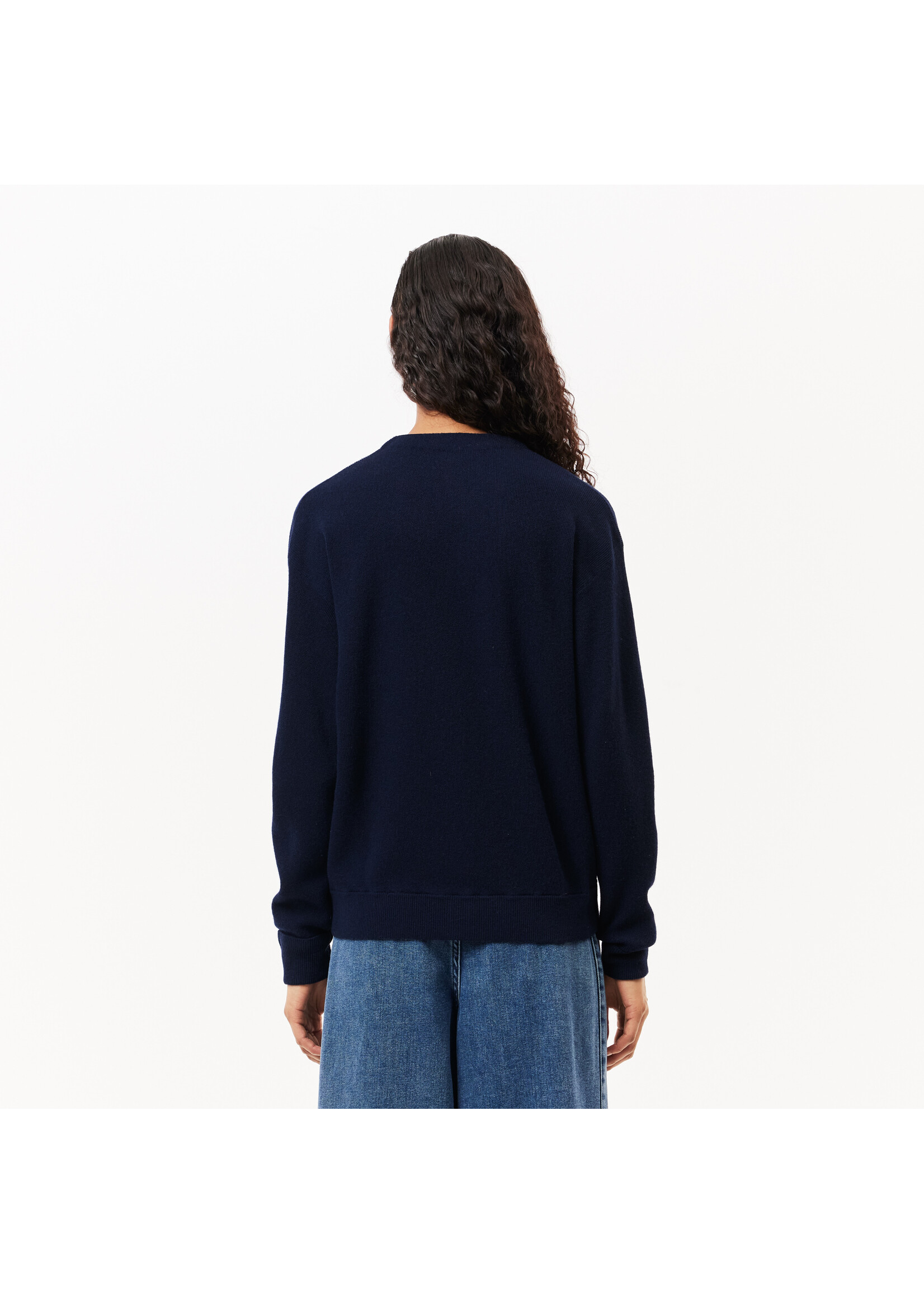 LACOSTE Cardigan col en V en laine pour femme-Marine