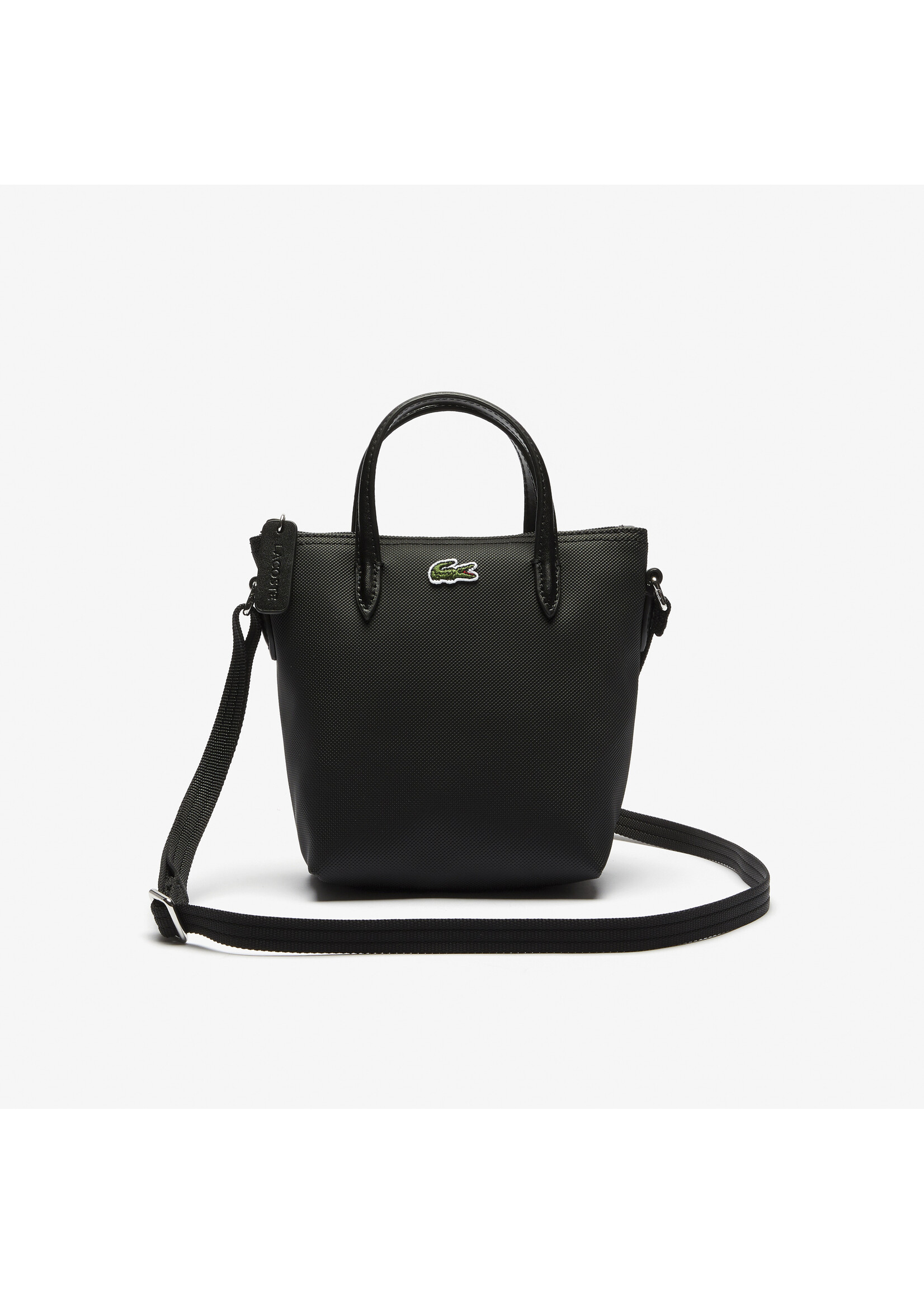 LACOSTE MINI SAC CABAS ZIPPÉ L.12.12 CONCEPT PETIT PIQUÉ UNI-NOIR