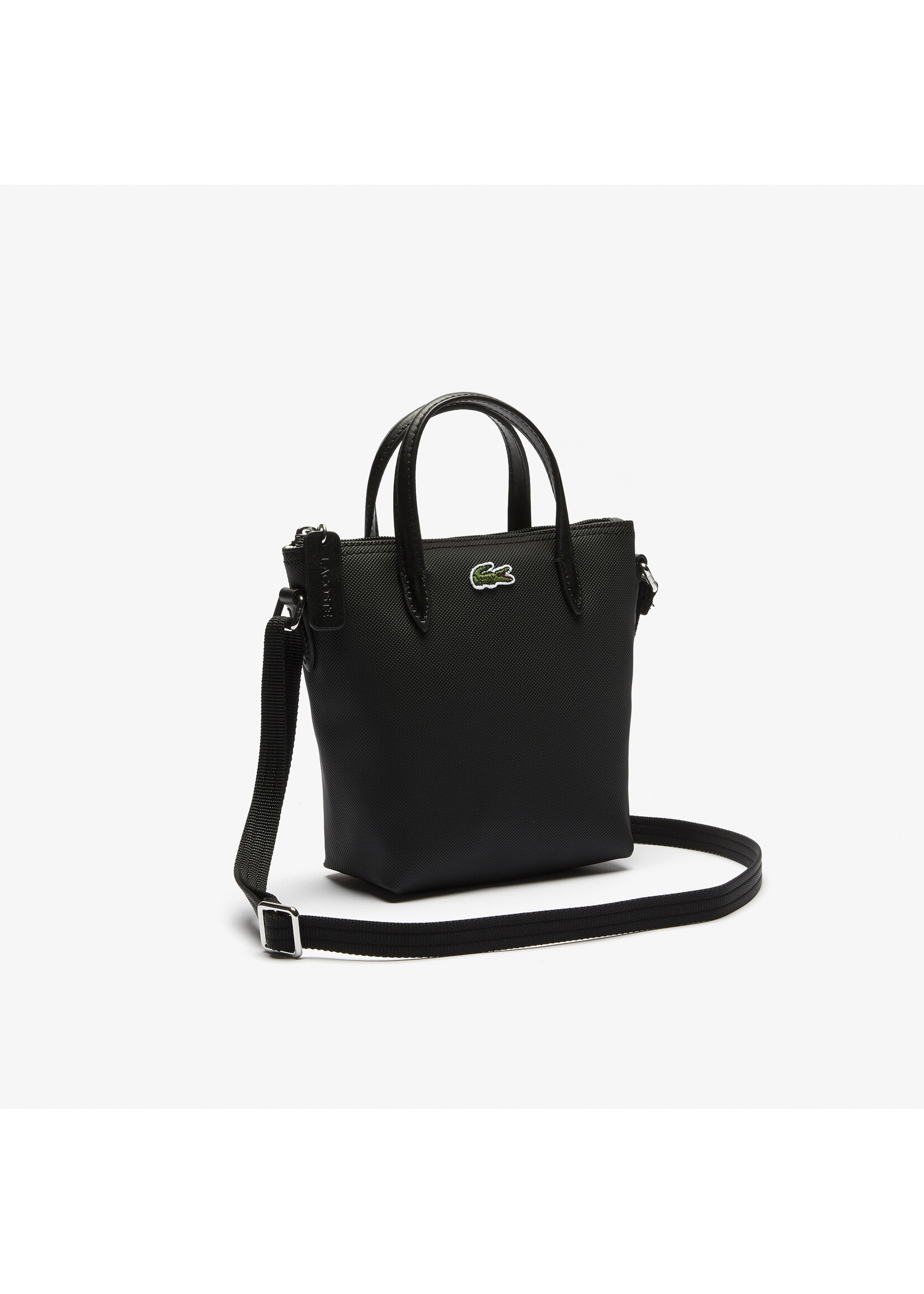 LACOSTE MINI SAC CABAS ZIPPÉ L.12.12 CONCEPT PETIT PIQUÉ UNI-NOIR
