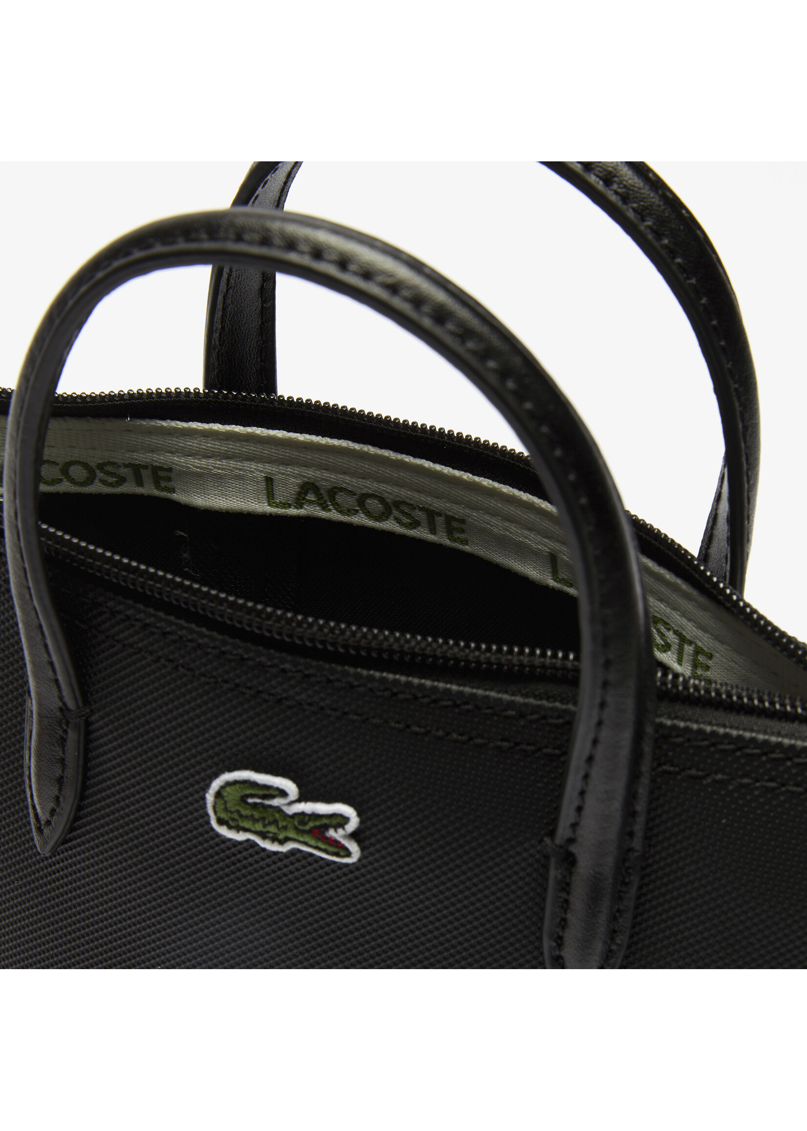 LACOSTE MINI SAC CABAS ZIPPÉ L.12.12 CONCEPT PETIT PIQUÉ UNI-NOIR