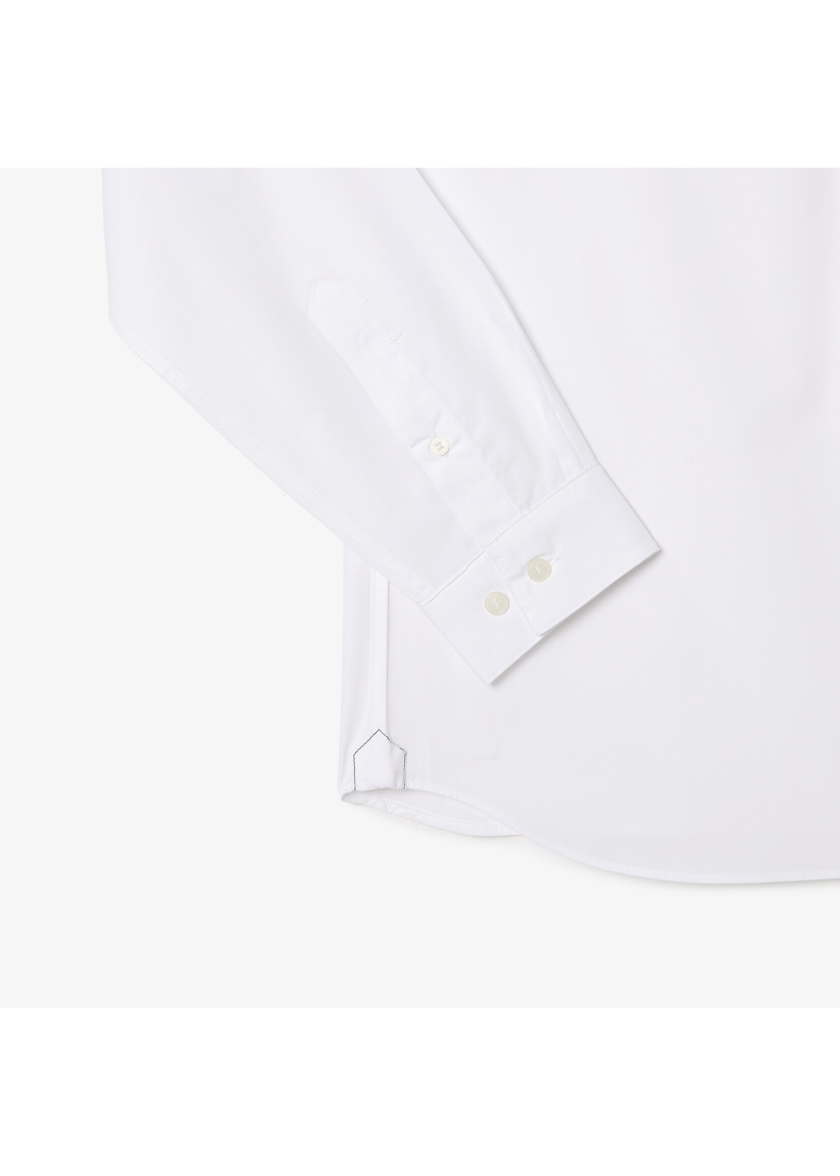 LACOSTE Chemise slim fit col français en popeline de coton pour homme-BLANC