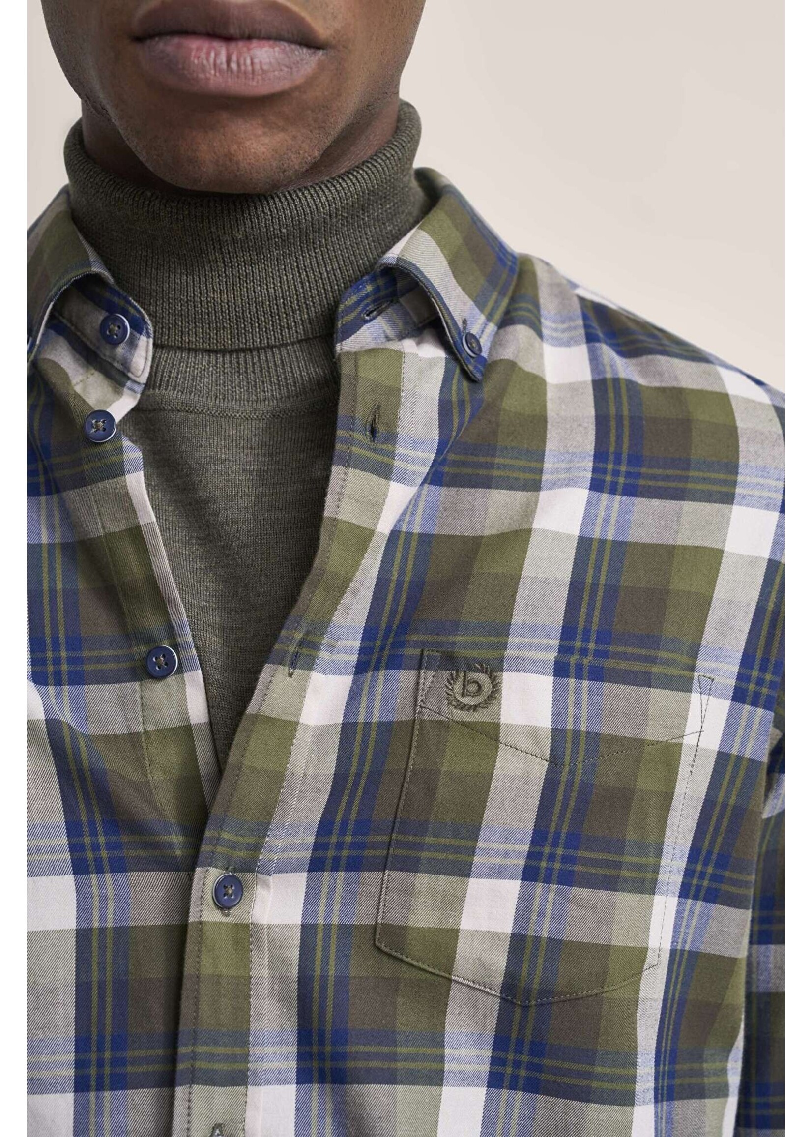 BUGATTI Shirt with button-down collar in olive