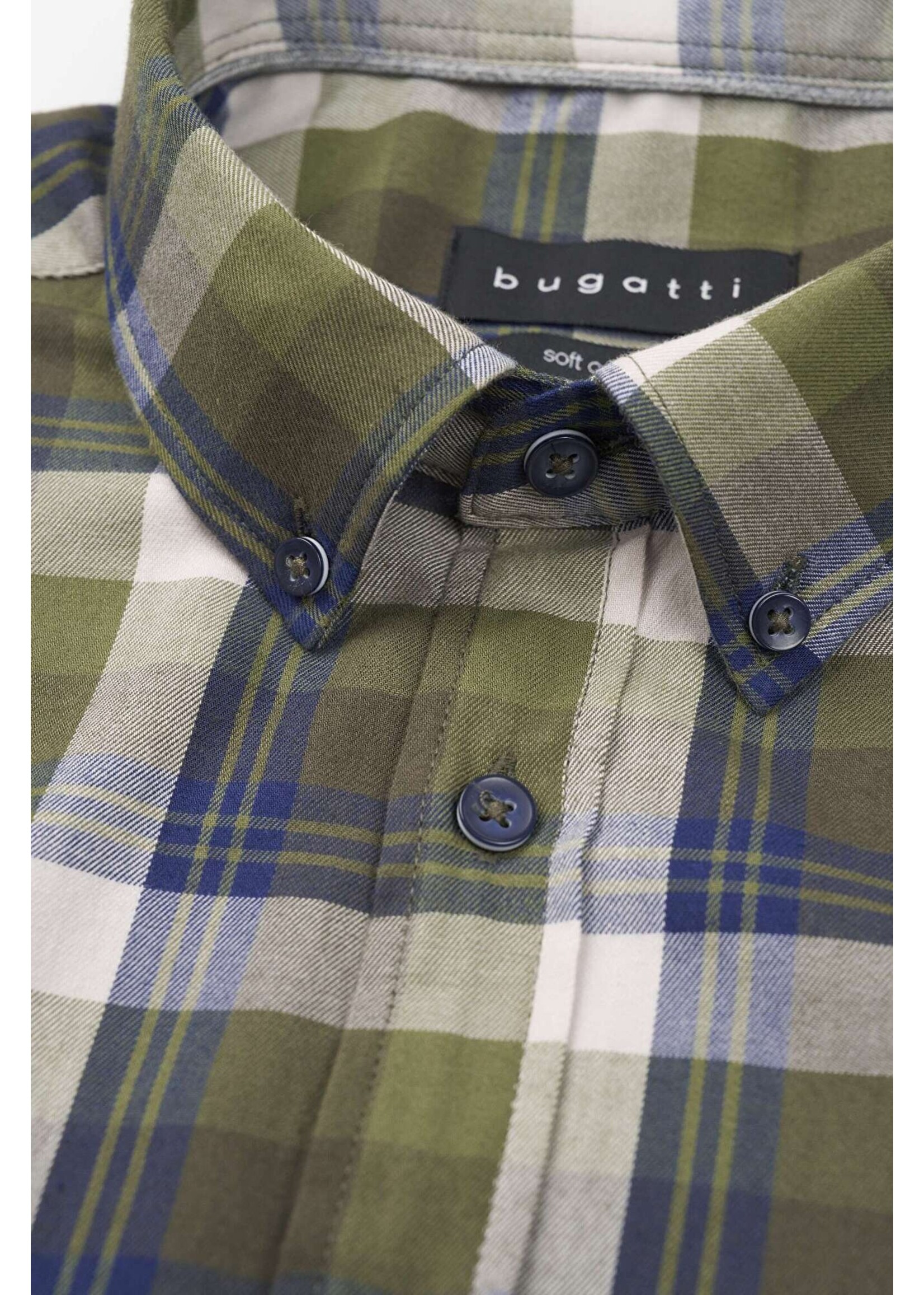 BUGATTI Shirt with button-down collar in olive