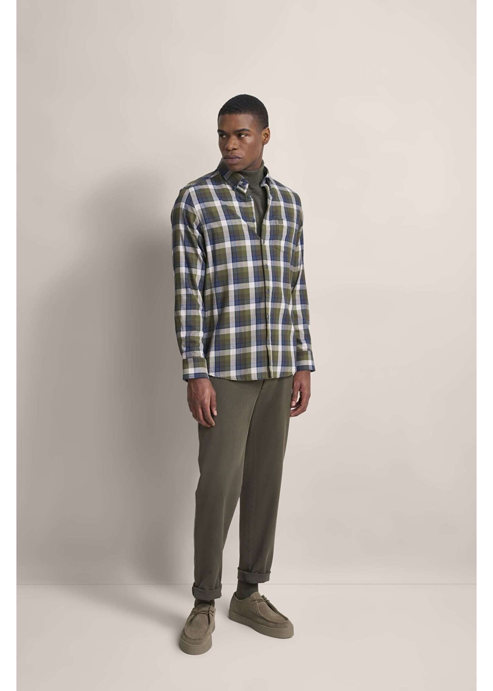 BUGATTI Shirt with button-down collar in olive
