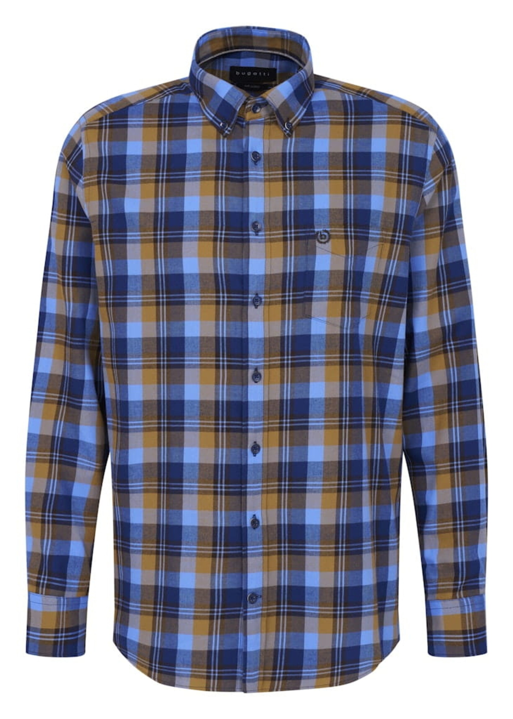 BUGATTI Oxford shirt in chequered design in brown