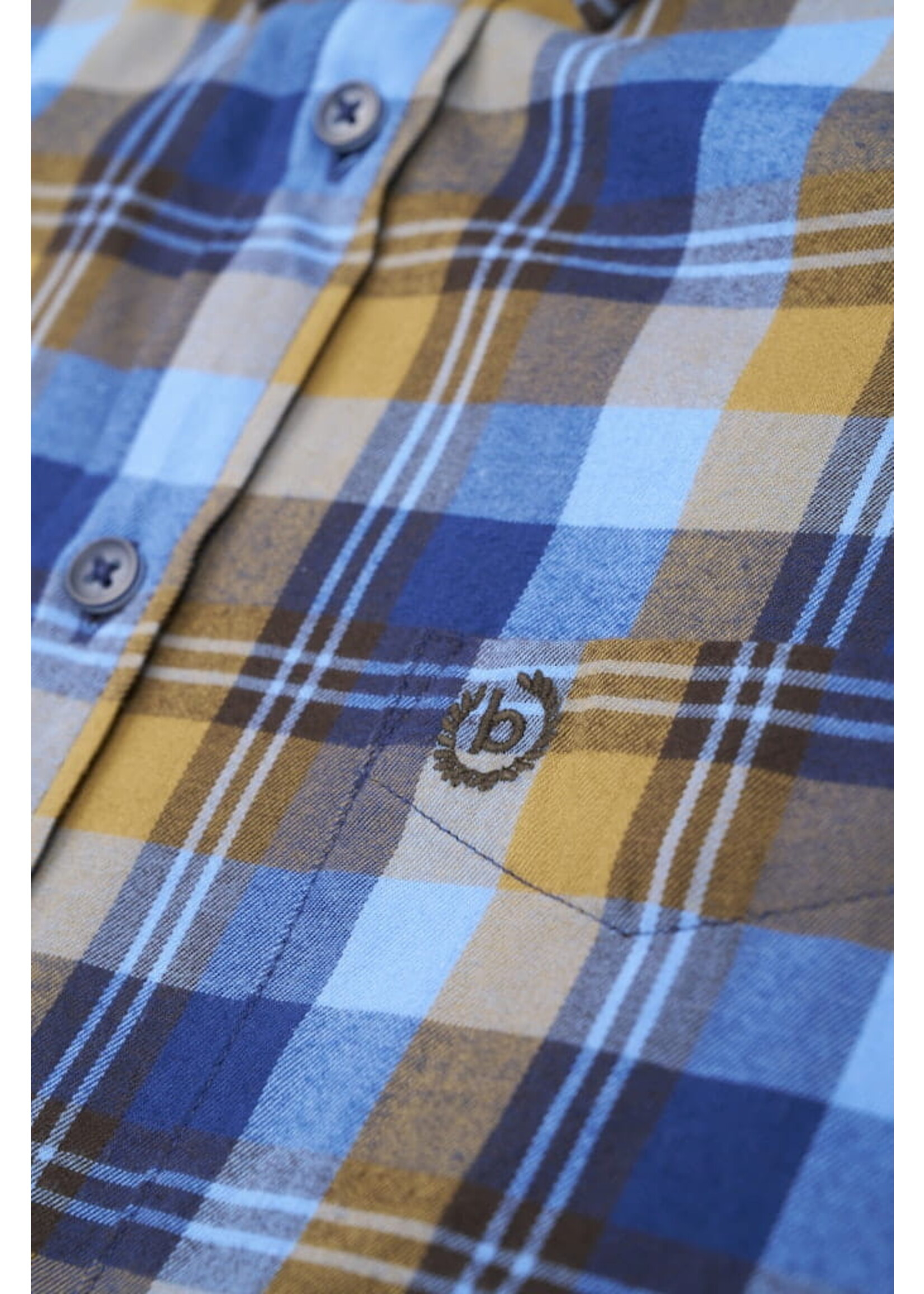 BUGATTI Oxford shirt in chequered design in brown