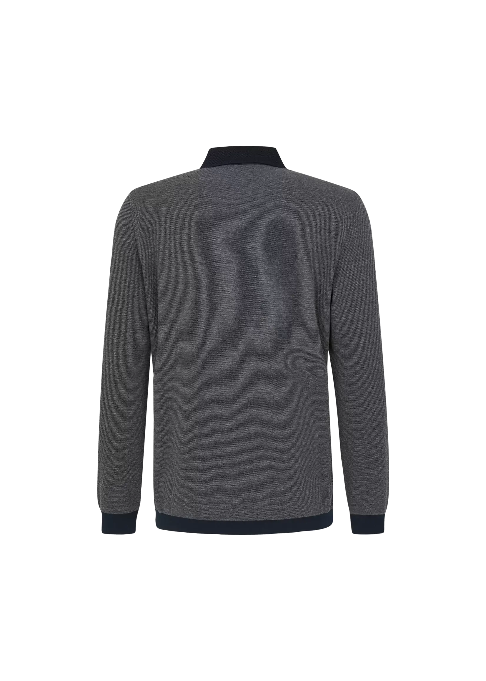 BUGATTI Long-sleeved polo shirt with structured collar in light grey
