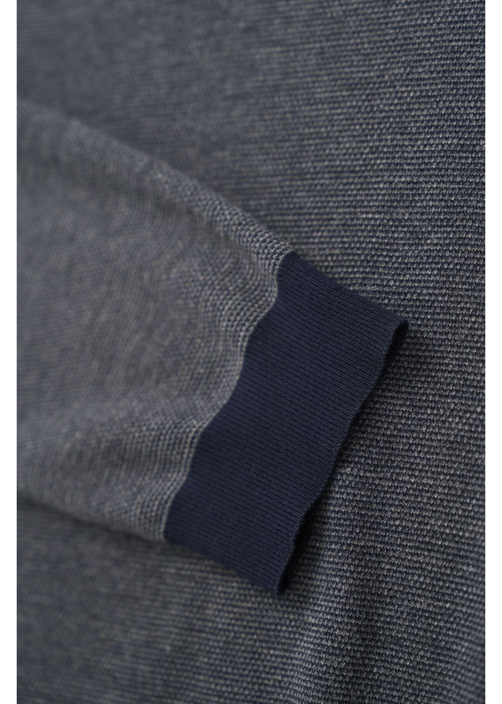 BUGATTI Long-sleeved polo shirt with structured collar in light grey
