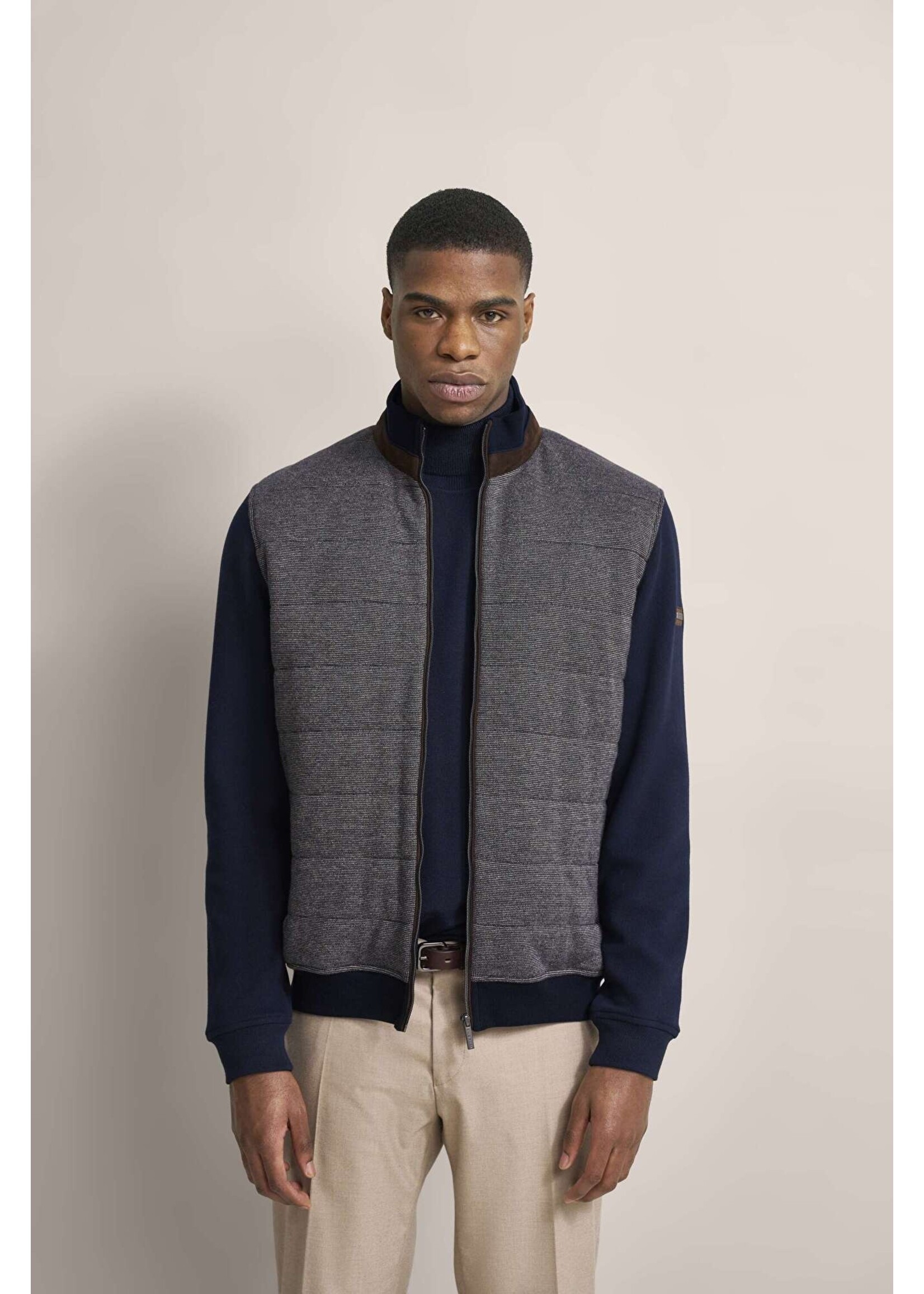 BUGATTI Sweat jacket made from 100% cotton in navy