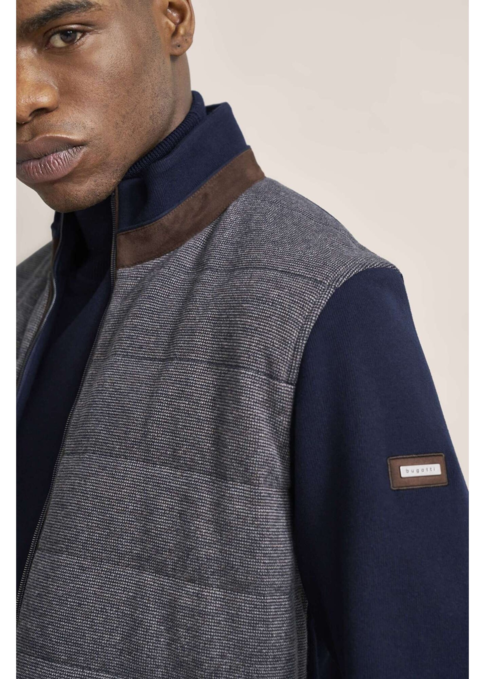BUGATTI Sweat jacket made from 100% cotton in navy