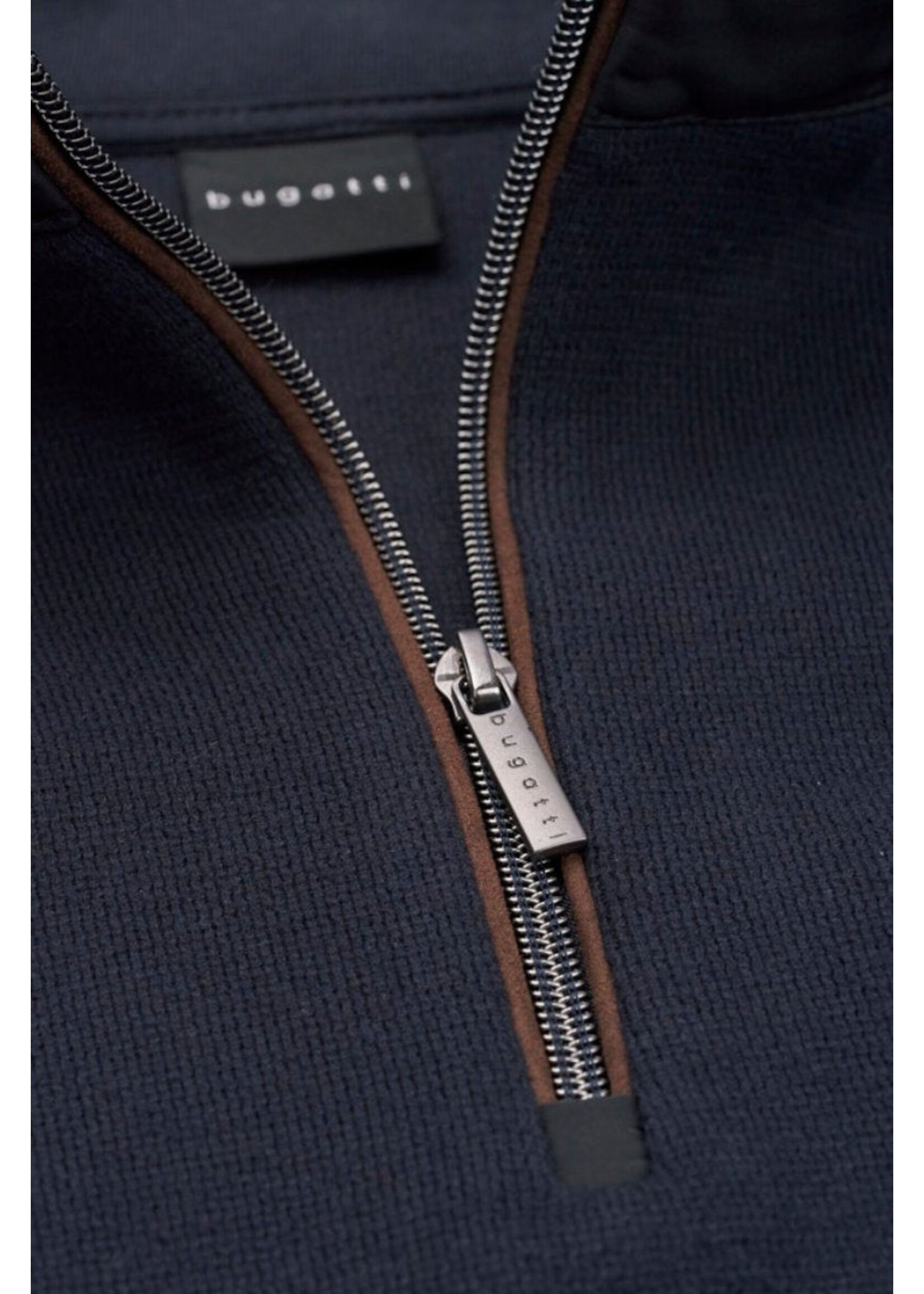 BUGATTI Half-Zip High Collar Sweatshirt - Navy