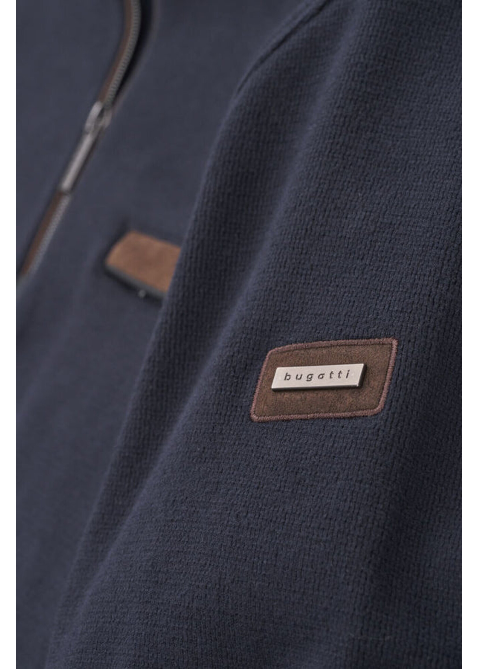 BUGATTI Half-Zip High Collar Sweatshirt - Navy