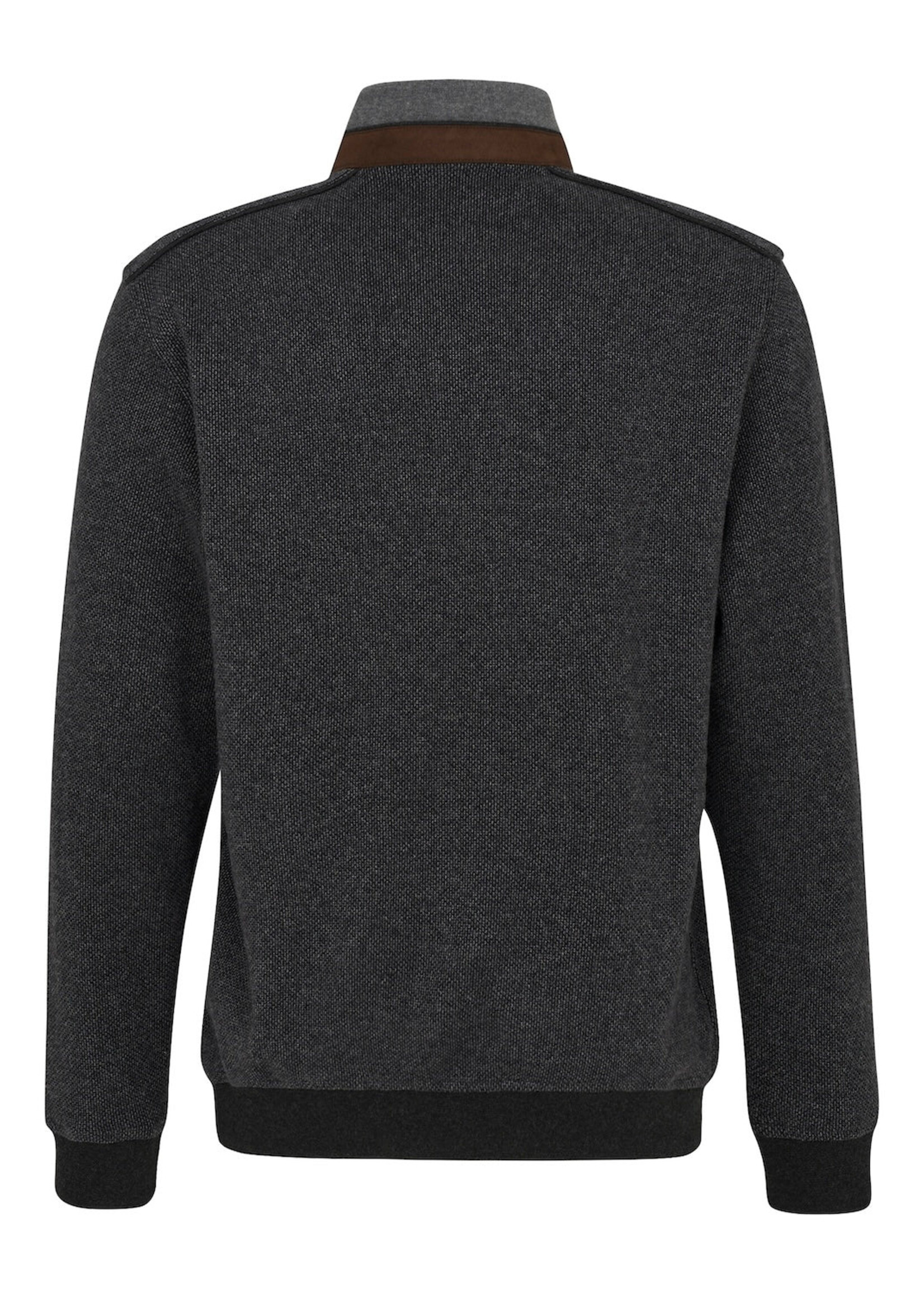 BUGATTI Chandail col montant à demi-glissière pour homme-GRIS FONCÉ