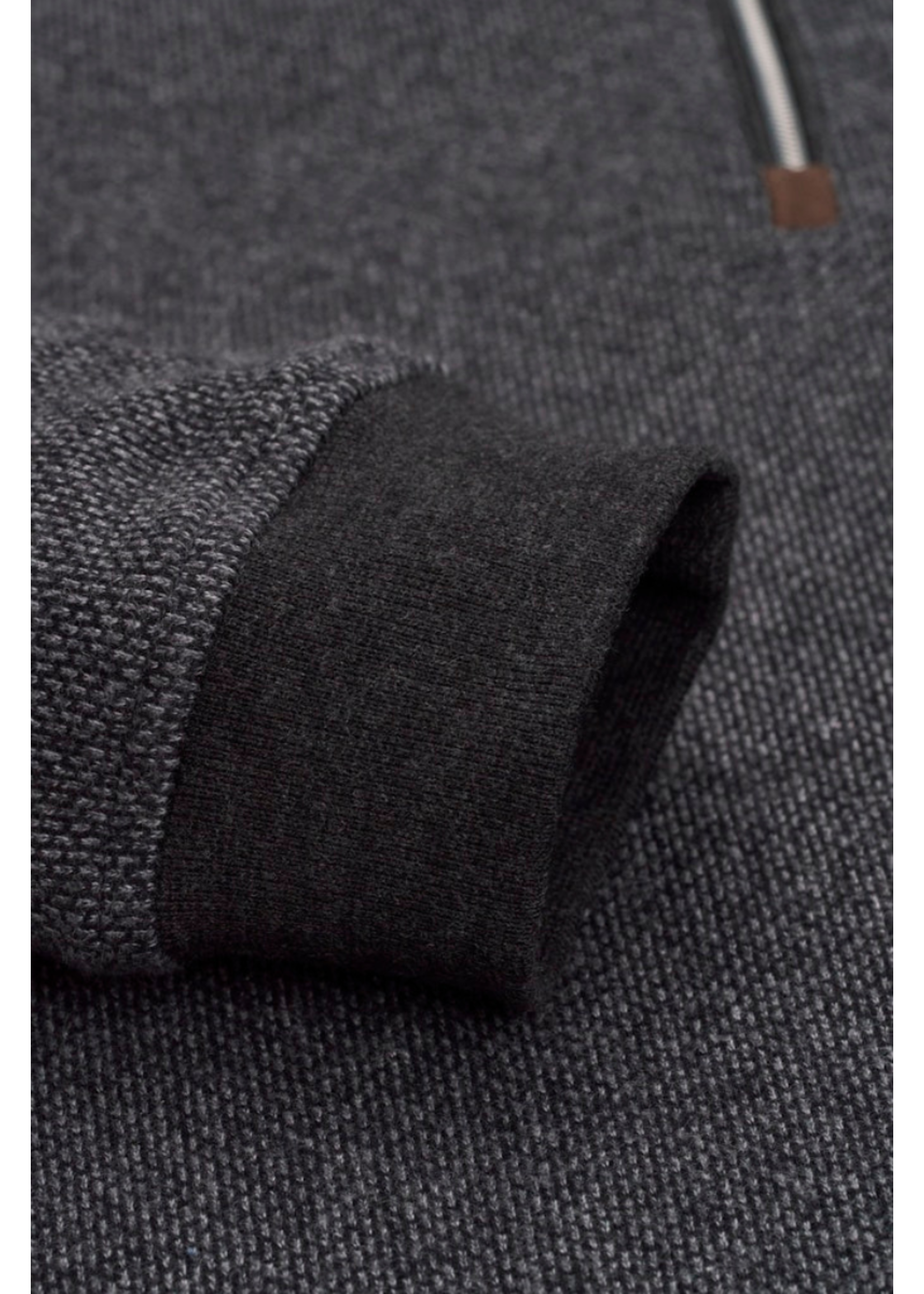 BUGATTI Chandail col montant à demi-glissière pour homme-GRIS FONCÉ