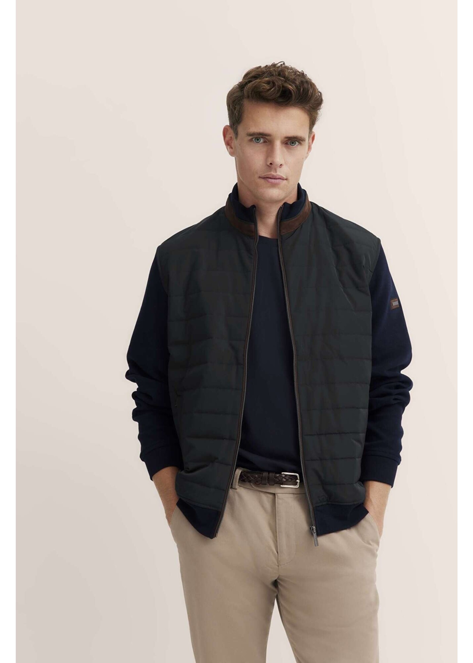 BUGATTI Jacket with blended fabric in navy