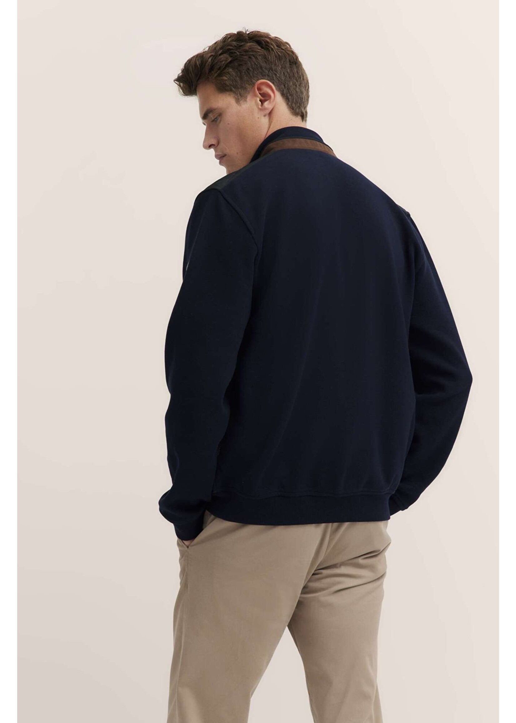 BUGATTI Jacket with blended fabric in navy