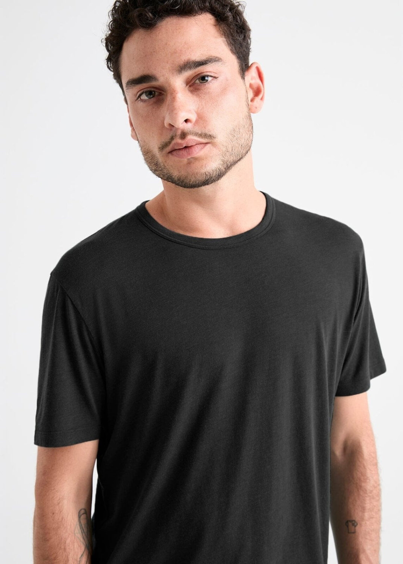 DUER Chandail de base manches courtes col rond PurePima pour homme-Noir