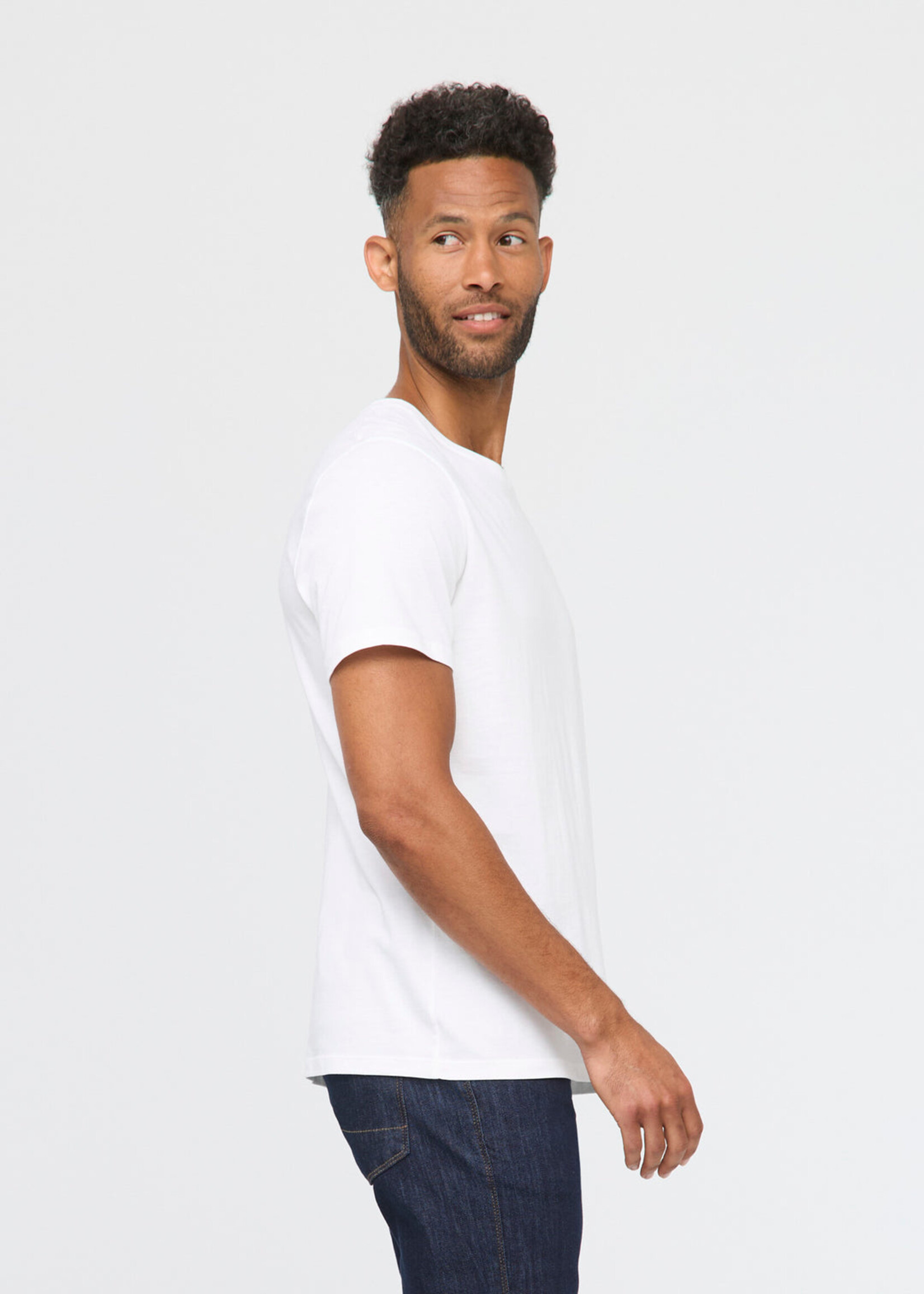 DUER Chandail de base manches courtes col rond PurePima pour homme-Blanc